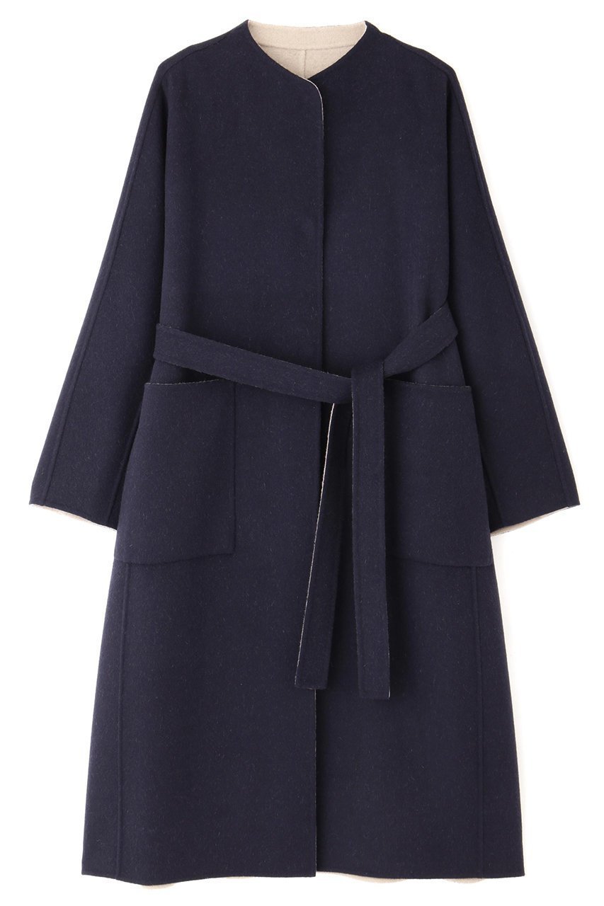 【アドーア/ADORE】のカシミヤ混 2TONE リバーロングコート インテリア・キッズ・メンズ・レディースファッション・服の通販 founy(ファウニー) 　ファッション　Fashion　レディースファッション　Fashion for Women　アウター　Coat / Outerwear Collection　コート・ロングコート・ピーコート　Long Coats, Peacoats & More　なめらか　Smooth, Silky Texture　カッティング　Cutting Detail　ショルダー　Shoulder, Shoulder Strap　ドロップ　Drop Shoulder, Dropped Style　リバーシブル　Reversible, Two-Sided　ロング　Long, Long-Length　別注　Limited Edition, Custom Order　定番　Standard, Basic Item　ネイビー|ID: prp329100004893514 ipo3291000000036579405