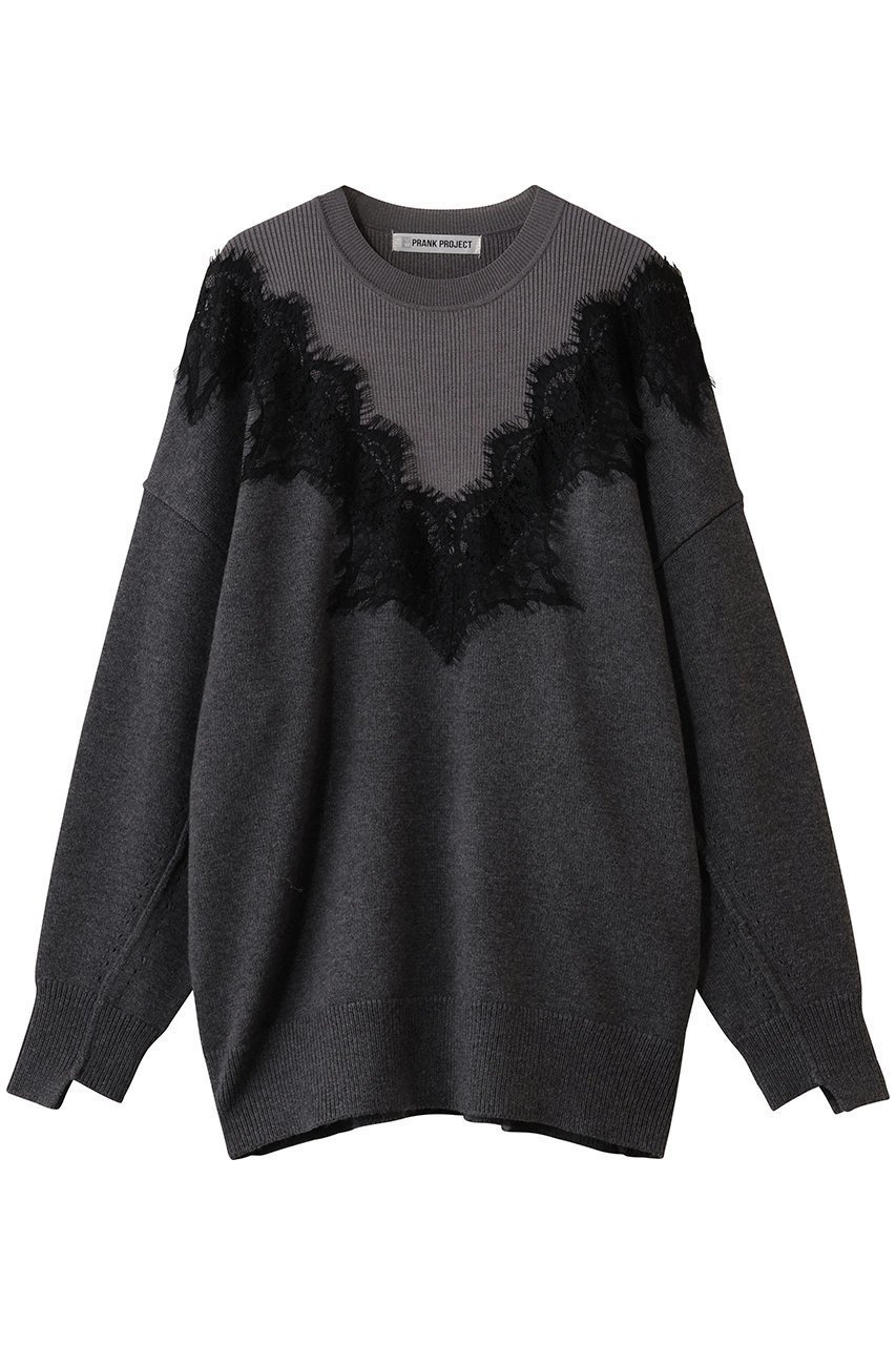 【プランク プロジェクト/PRANK PROJECT】のレースラインオーバーニット インテリア・キッズ・メンズ・レディースファッション・服の通販 founy(ファニー) ファッション Fashion レディースファッション Fashion for Women トップス・カットソー Cut & Sew Tops ニット Knit Tops & Sweaters カジュアルプルオーバー・ニットトップス Pullovers & Knit Tops / Casual Pullovers おすすめ Recommended / Our Picks エレガント 上品 Elegant フェミニン Feminine, Girly レース Lace, Lace Fabric C.GRY(チャコールグレー)|ID: prp329100004893554 ipo3291000000036579723