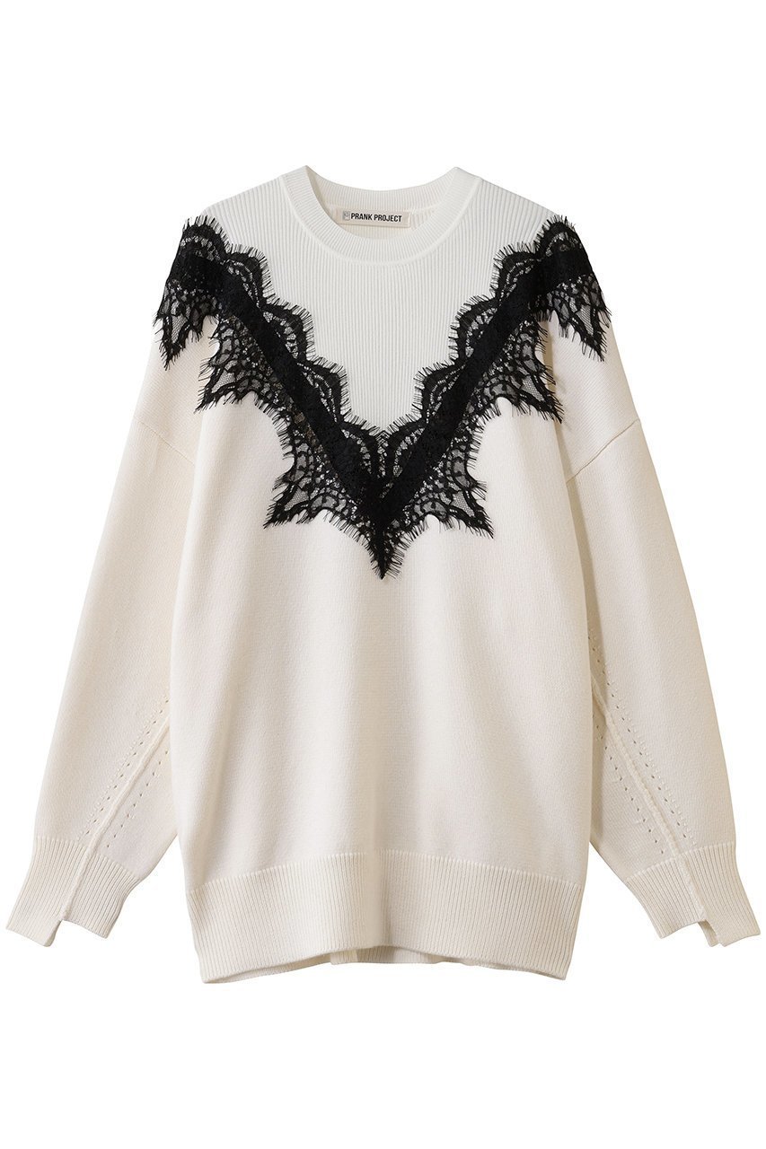 【プランク プロジェクト/PRANK PROJECT】のレースラインオーバーニット インテリア・キッズ・メンズ・レディースファッション・服の通販 founy(ファニー) ファッション Fashion レディースファッション Fashion for Women トップス・カットソー Cut & Sew Tops ニット Knit Tops & Sweaters カジュアルプルオーバー・ニットトップス Pullovers & Knit Tops / Casual Pullovers おすすめ Recommended / Our Picks エレガント 上品 Elegant フェミニン Feminine, Girly レース Lace, Lace Fabric IVR(アイボリー)|ID: prp329100004893554 ipo3291000000036579725