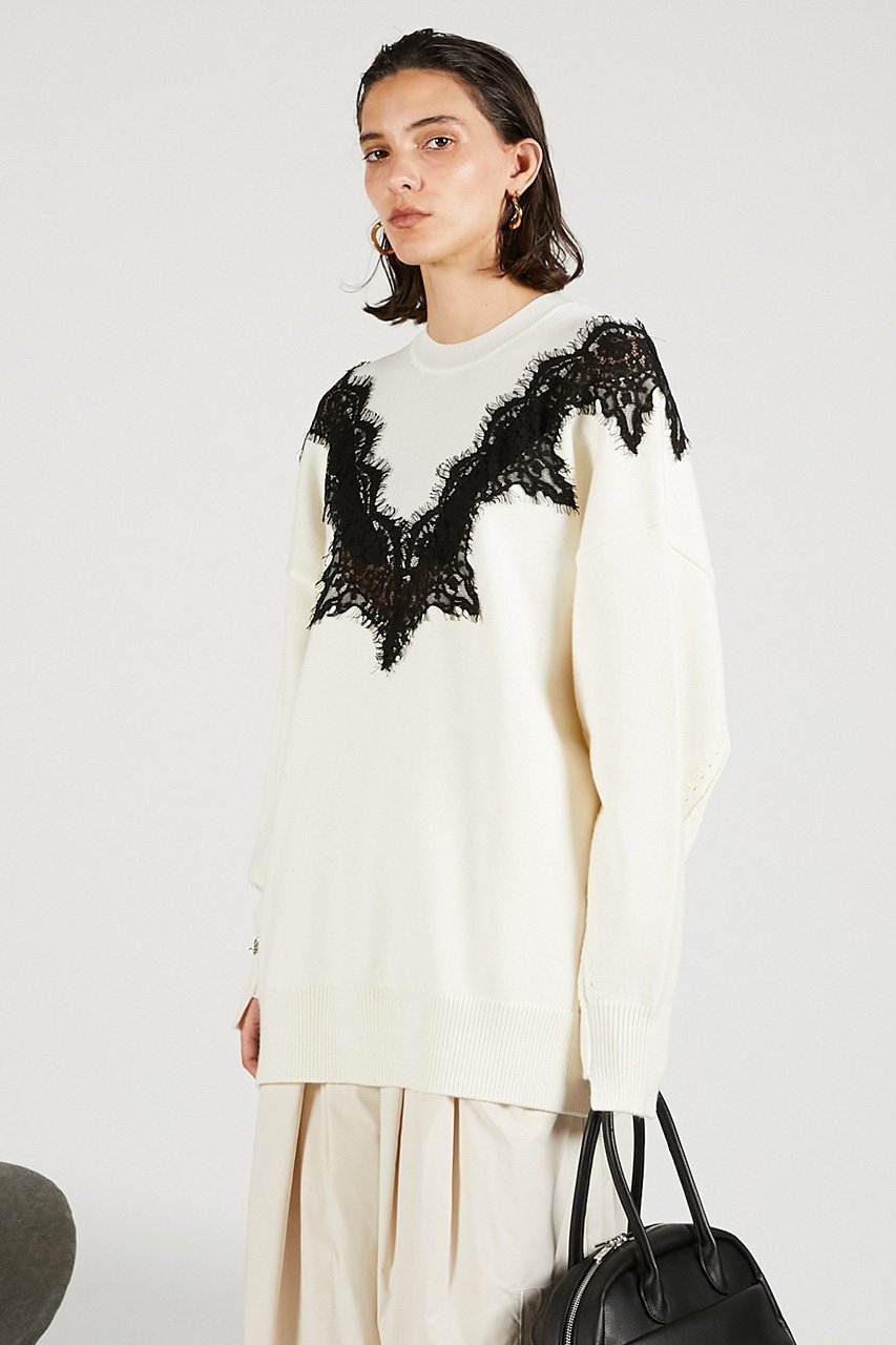 【プランク プロジェクト/PRANK PROJECT】のレースラインオーバーニット 人気、トレンドファッション・服の通販 founy(ファニー) ファッション Fashion レディースファッション Fashion for Women トップス・カットソー Cut & Sew Tops ニット Knit Tops & Sweaters カジュアルプルオーバー・ニットトップス Pullovers & Knit Tops / Casual Pullovers おすすめ Recommended / Our Picks エレガント 上品 Elegant フェミニン Feminine, Girly レース Lace, Lace Fabric other-8|ID: prp329100004893554 ipo3291000000036612273