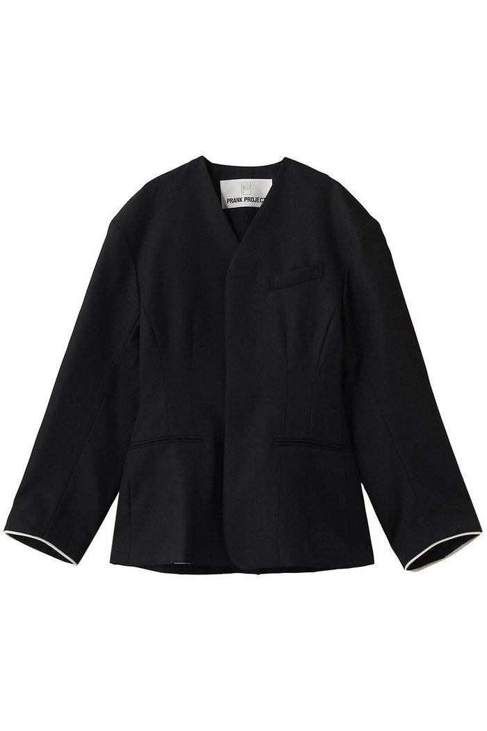 【プランク プロジェクト/PRANK PROJECT】のラウンドショルダーノーカラージャケット インテリア・キッズ・メンズ・レディースファッション・服の通販 founy(ファニー) https://founy.com/ ファッション Fashion レディースファッション Fashion for Women アウター Coat / Outerwear Collection レディースジャケット・軽アウター Jackets ノーカラージャケット / シンプル上品コーデ Collarless Jackets おすすめ Recommended / Our Picks なめらか Smooth, Silky Texture カッティング Cutting Detail シェイプ Shape, Slim Fit ジャケット Jacket, Outerwear セットアップ Set-Up, Coordinated Outfit デニム Denim, Jeans Material フォルム Silhouette, Form ボンディング Bonding, Bonded Fabric |ID: prp329100004893582 ipo3291000000036579944