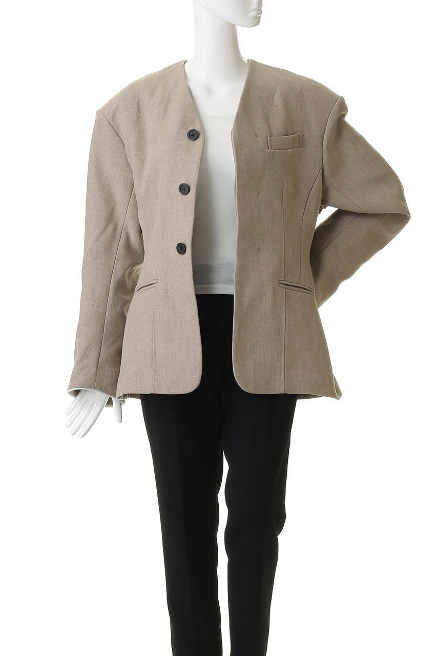 【プランク プロジェクト/PRANK PROJECT】のラウンドショルダーノーカラージャケット 人気、トレンドファッション・服の通販 founy(ファニー) 　ファッション　Fashion　レディースファッション　Fashion for Women　アウター　Coat / Outerwear Collection　レディースジャケット・軽アウター　Jackets　ノーカラージャケット / シンプル上品コーデ　Collarless Jackets　おすすめ　Recommended / Our Picks　なめらか　Smooth, Silky Texture　カッティング　Cutting Detail　シェイプ　Shape, Slim Fit　ジャケット　Jacket, Outerwear　セットアップ　Set-Up, Coordinated Outfit　デニム　Denim, Jeans Material　フォルム　Silhouette, Form　ボンディング　Bonding, Bonded Fabric　other-7|ID: prp329100004893582 ipo3291000000036612315