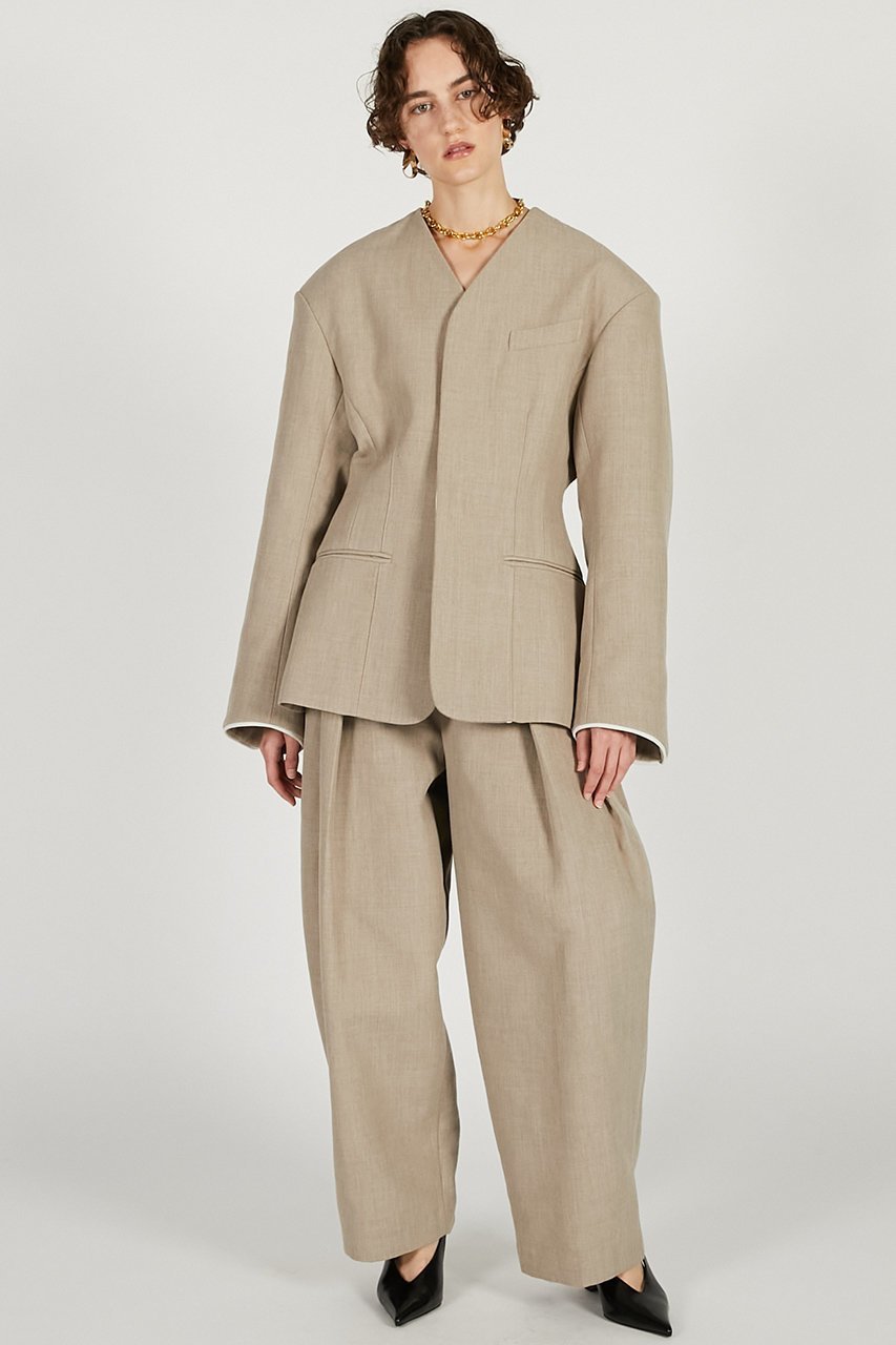 【プランク プロジェクト/PRANK PROJECT】のラウンドショルダーノーカラージャケット 人気、トレンドファッション・服の通販 founy(ファニー) 　ファッション　Fashion　レディースファッション　Fashion for Women　アウター　Coat / Outerwear Collection　レディースジャケット・軽アウター　Jackets　ノーカラージャケット / シンプル上品コーデ　Collarless Jackets　おすすめ　Recommended / Our Picks　なめらか　Smooth, Silky Texture　カッティング　Cutting Detail　シェイプ　Shape, Slim Fit　ジャケット　Jacket, Outerwear　セットアップ　Set-Up, Coordinated Outfit　デニム　Denim, Jeans Material　フォルム　Silhouette, Form　ボンディング　Bonding, Bonded Fabric　other-8|ID: prp329100004893582 ipo3291000000036612316