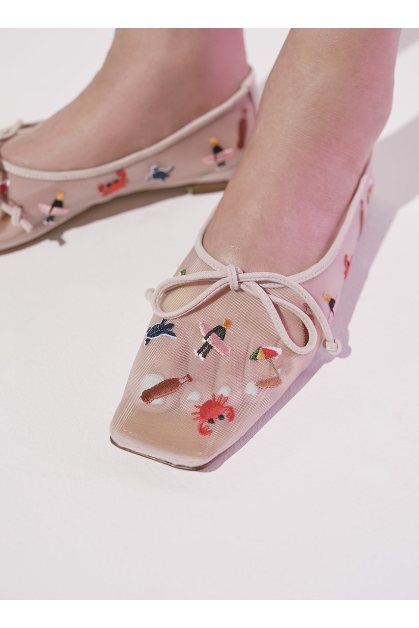 【ピッピシック/Pippichic】のAMBER BALLET チュール刺しゅうフラットシューズ 大人の最旬トレンドファッション＆コーディネート founy(ファウニー) 　ファッション　Fashion　レディースファッション　Fashion for Women　シアー　Sheer, See-Through　シューズ　Shoes, Footwear　チュール　Tulip, Tulip Motif　バランス　Balance, Style Balance　バレエ　Ballet, Ballet Style　フラット　Flat, Flat Shoes　リボン　Ribbon, Bow　再入荷　Restock / Back in Stock　夏　Summer　春　Spring　S/S・春夏　SS, Spring/Summer, Warm Season　other-2|ID: prp329100004893715 ipo3291000000036891355