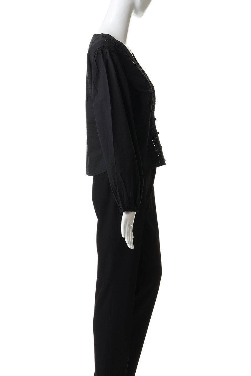 【マーレット/MERLETTE】のEVA アイレットレース Vネックボタンブラウス 人気、トレンドファッション・服の通販 founy(ファニー) 　ファッション　Fashion　レディースファッション　Fashion for Women　トップス・カットソー　Cut & Sew Tops　シャツ・ブラウス・オフィスカジュアル　Elegant Blouses & Button-Ups　Vネックトップス　V-Neck Tops / V-Cut Neckline Shirts　アイレット　Eyelet Lace　エレガント 上品　Elegant　ショート　Short, Short Length　スカラップ　Scallop, Scalloped Edge　スリーブ　Sleeve, Long Sleeve / Short Sleeve　ドレス　Dress, One-Piece　フェミニン　Feminine, Girly　フレア　Flare, Flared　ロング　Long, Long-Length　other-3|ID: prp329100004893737 ipo3291000000036580986