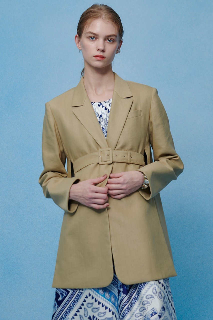 【アルアバイル/allureville】の【LOULOU WILLOUGHBY】NALYA リネンストレッチベルトジャケット インテリア・キッズ・メンズ・レディースファッション・服の通販 founy(ファニー) ファッション Fashion レディースファッション Fashion for Women アウター Coat / Outerwear Collection レディースジャケット・軽アウター Jackets ベルト&ウエストマーク Belts & Waist Accessories ジャケット Jacket, Outerwear スリット Slit, Slit Detail ファブリック Fabric, Textile ロング Long, Long-Length ベージュ|ID: prp329100004893771 ipo3291000000036581264