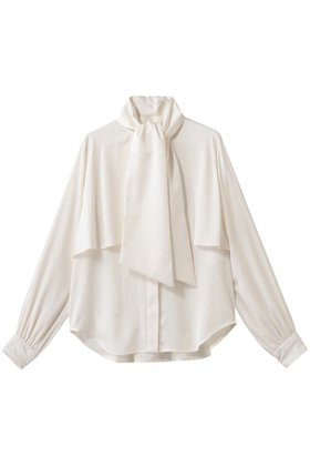 【デザイン ワークス/DESIGN WORKS】のサテンアムンゼンボウタイ付きラッフルブラウス 人気、トレンドファッション・服の通販 founy(ファニー) ファッション Fashion レディースファッション Fashion for Women トップス・カットソー Cut & Sew Tops シャツ・ブラウス・オフィスカジュアル Elegant Blouses & Button-Ups スリーブ Sleeve, Long Sleeve / Short Sleeve ロング Long, Long-Length エレガント 上品 Elegant 再入荷 Restock / Back in Stock |ID:prp329100004893775