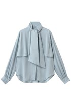 【デザイン ワークス/DESIGN WORKS】のサテンアムンゼンボウタイ付きラッフルブラウス サックス|ID: prp329100004893775 ipo3291000000036870188
