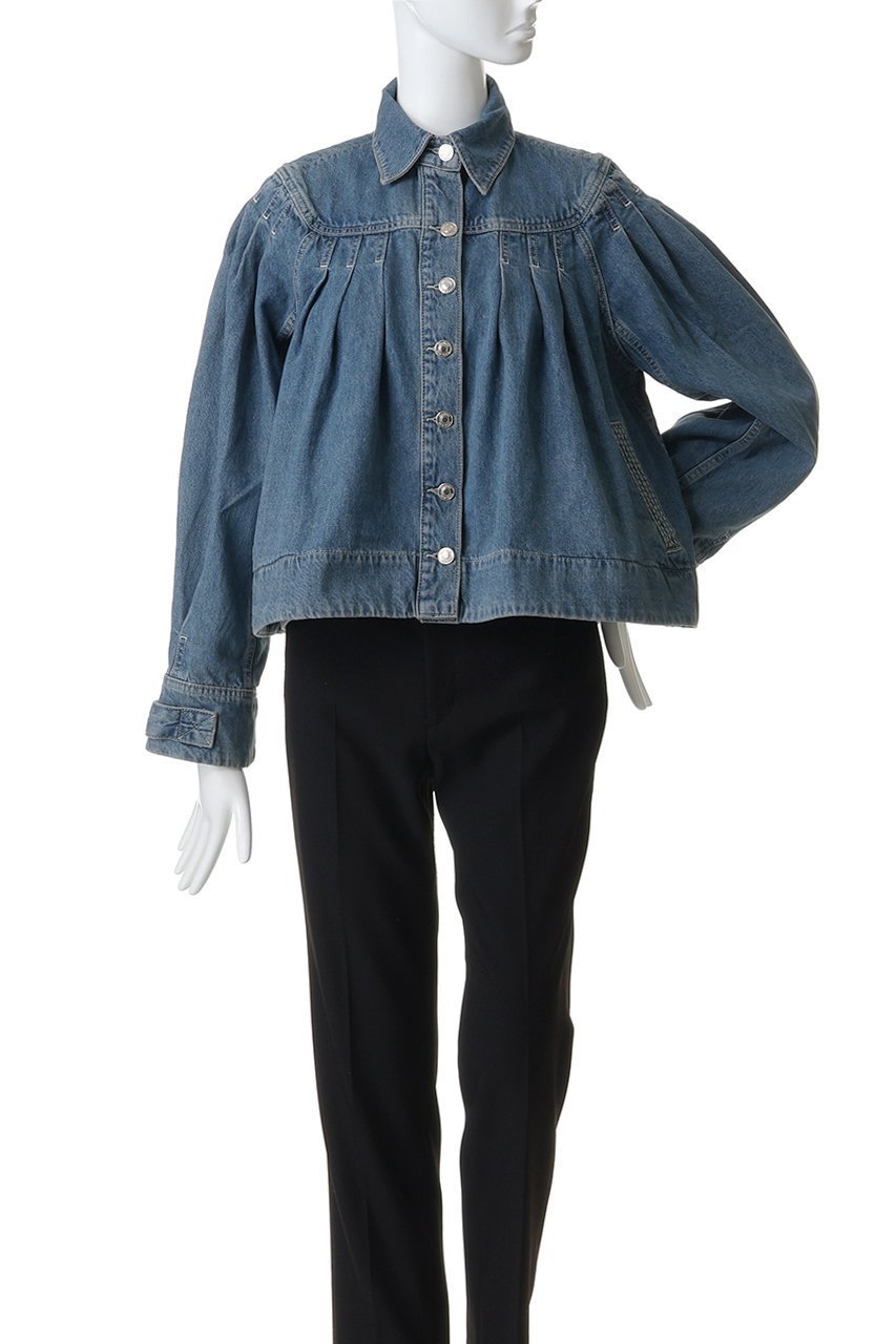 【マーレット/MERLETTE】のEASTON プリーツデニムジャケット 人気、トレンドファッション・服の通販 founy(ファニー) 　ファッション　Fashion　レディースファッション　Fashion for Women　アウター　Coat / Outerwear Collection　レディースジャケット・軽アウター　Jackets　デニムジャケット / カジュアルアウター　Denim Jackets　ショート　Short, Short Length　ジャケット　Jacket, Outerwear　デニム　Denim, Jeans Material　バランス　Balance, Style Balance　フォルム　Silhouette, Form　フロント　Front, Front Design　プリーツ　Pleats, Pleated　ボトム　Bottoms, Lower Wear　モダン　Modern, Contemporary　定番　Standard, Basic Item　other-2|ID: prp329100004893788 ipo3291000000036581397