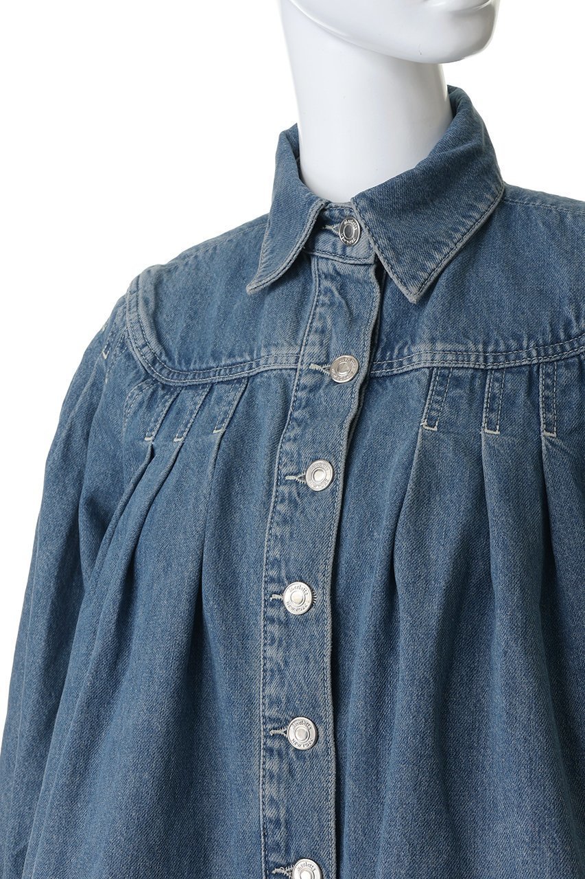 【マーレット/MERLETTE】のEASTON プリーツデニムジャケット 人気、トレンドファッション・服の通販 founy(ファニー) 　ファッション　Fashion　レディースファッション　Fashion for Women　アウター　Coat / Outerwear Collection　レディースジャケット・軽アウター　Jackets　デニムジャケット / カジュアルアウター　Denim Jackets　ショート　Short, Short Length　ジャケット　Jacket, Outerwear　デニム　Denim, Jeans Material　バランス　Balance, Style Balance　フォルム　Silhouette, Form　フロント　Front, Front Design　プリーツ　Pleats, Pleated　ボトム　Bottoms, Lower Wear　モダン　Modern, Contemporary　定番　Standard, Basic Item　other-5|ID: prp329100004893788 ipo3291000000036581402