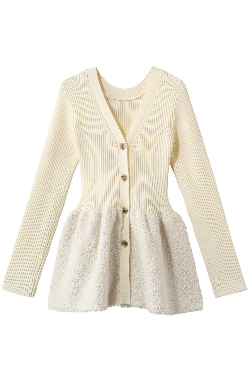 【ガリャルダガランテ/GALLARDAGALANTE】のファンシーペプラムカーデ インテリア・キッズ・メンズ・レディースファッション・服の通販 founy(ファニー) 　ファッション　Fashion　レディースファッション　Fashion for Women　トップス・カットソー　Cut & Sew Tops　ニット　Knit Tops & Sweaters　カーディガン・羽織り　Layered Style Cardigans　おすすめ　Recommended / Our Picks　カーディガン　Cardigan, Knitwear　ペプラム　Peplum, Flared Hem　ワイド　Wide, Wide Fit　エレガント 上品　Elegant　オフホワイト|ID: prp329100004893822 ipo3291000000036581572