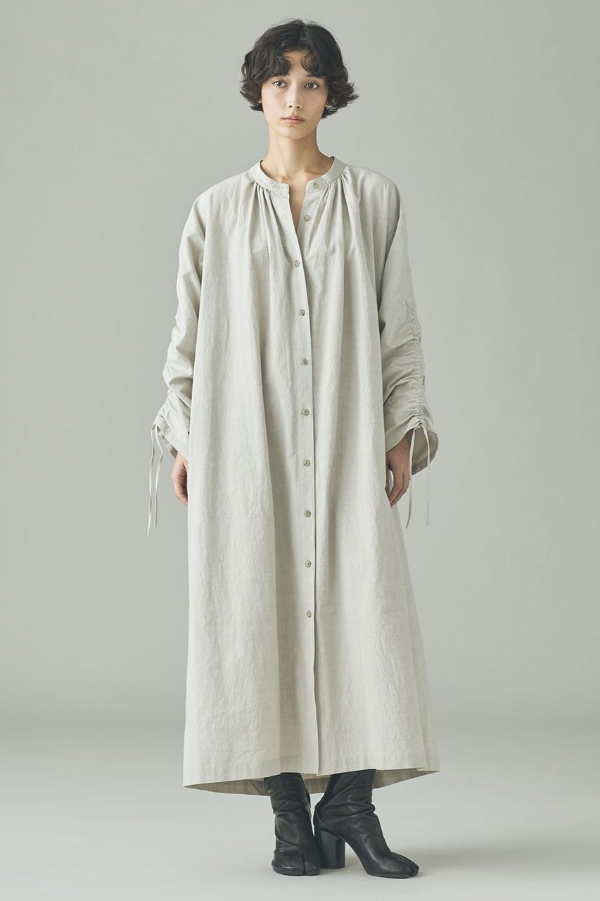 【カレンソロジー/Curensology】のコットンヘンプワンピース インテリア・キッズ・メンズ・レディースファッション・服の通販 founy(ファウニー) 　ファッション　Fashion　レディースファッション　Fashion for Women　ワンピース　Dresses　チュニック　Tunic Tops & Dresses　おすすめ　Recommended / Our Picks　シャーリング　Shirring, Ruched　タイプライター　Typewriter Fabric, Crisp Cotton　チュニック　Tunic, Long Top　ブラウジング　Blouson Silhouette, Cinched Waist　ロング　Long, Long-Length　ワッシャー　Washer, Crinkled Finish　吸水　Absorbent, Quick-Dry　ベージュ|ID: prp329100004893867 ipo3291000000036891937