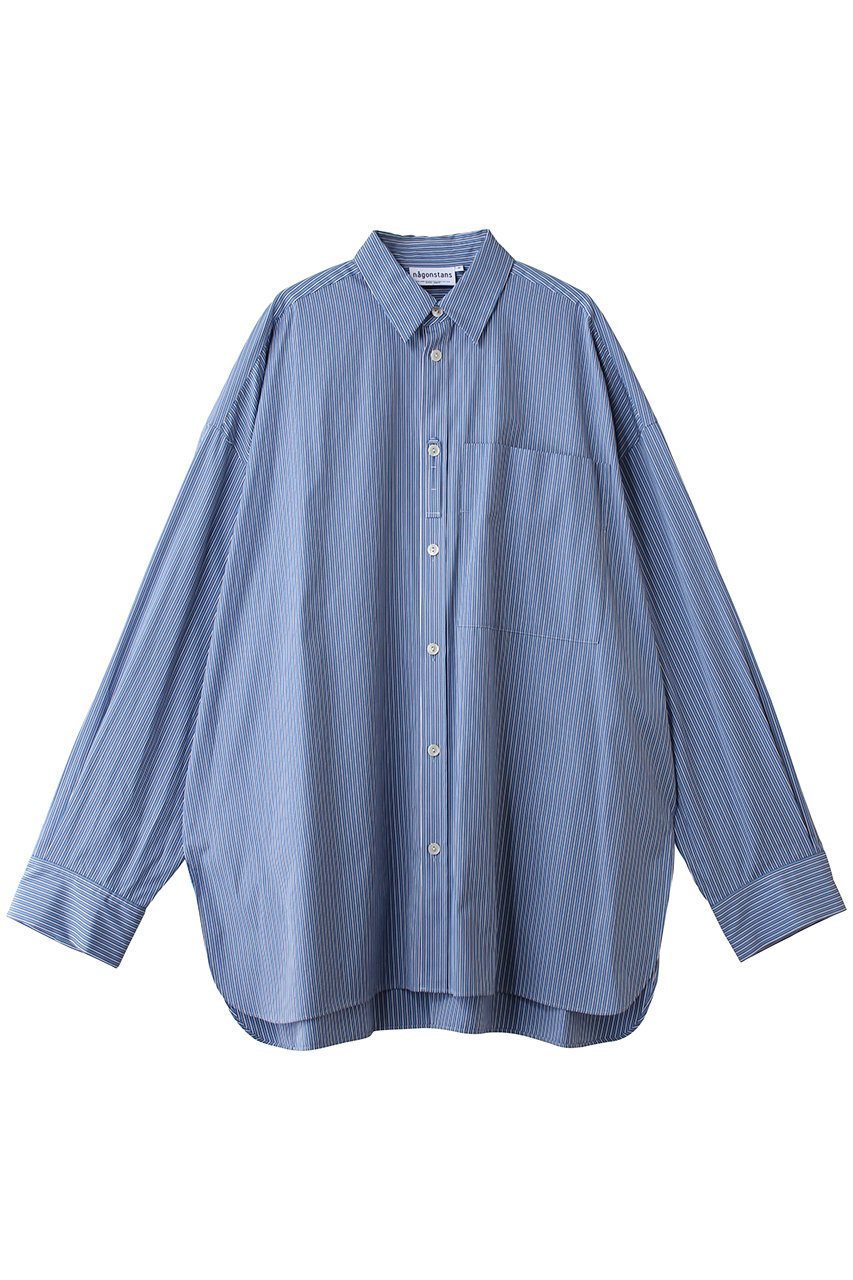 【ナゴンスタンス/nagonstans】のover basic shirt インテリア・キッズ・メンズ・レディースファッション・服の通販 founy(ファニー) 　ファッション　Fashion　レディースファッション　Fashion for Women　トップス・カットソー　Cut & Sew Tops　シャツ・ブラウス・オフィスカジュアル　Elegant Blouses & Button-Ups　なめらか　Smooth, Silky Texture　サングラス　Sunglasses, Shades　ストライプ　Stripe, Striped Pattern　スリーブ　Sleeve, Long Sleeve / Short Sleeve　ポケット　Pocket, Pocket Detail　メンズ　Men's, Menswear　ロング　Long, Long-Length　Sky|ID: prp329100004893980 ipo3291000000036582697