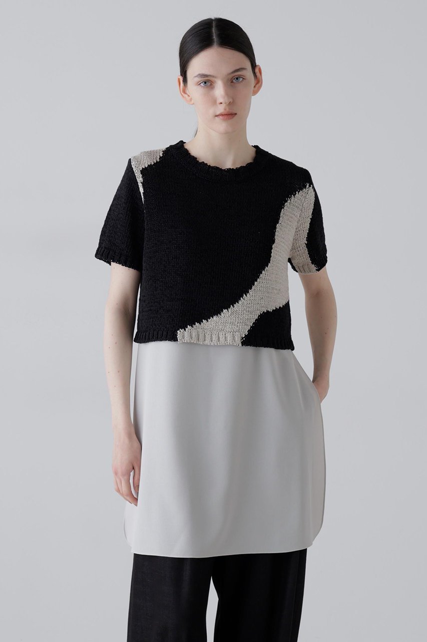 【アドーア/ADORE】のテープインターシャニット インテリア・キッズ・メンズ・レディースファッション・服の通販 founy(ファニー) 　ファッション　Fashion　レディースファッション　Fashion for Women　トップス・カットソー　Cut & Sew Tops　ニット　Knit Tops & Sweaters　カジュアルプルオーバー・ニットトップス　Pullovers & Knit Tops / Casual Pullovers　インナー　Innerwear　ショート　Short, Short Length　ブラック|ID: prp329100004894028 ipo3291000000036583095