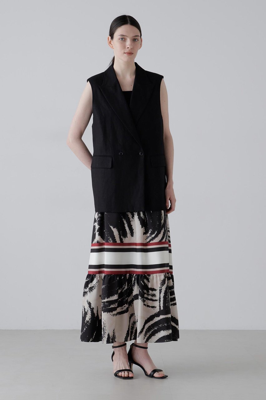 【アドーア/ADORE】のモダントライバルプリントスカート 人気、トレンドファッション・服の通販 founy(ファニー) 　ファッション　Fashion　レディースファッション　Fashion for Women　スカート　Skirts　ロングスカート　Long Skirts / Maxi & Midi Skirts　ティアード　Tiered, Tiered Style　プリント　Print, Printed Pattern　ボーダー　Border, Stripe　モダン　Modern, Contemporary　モチーフ　Motif, Design Theme　ロング　Long, Long-Length　切替　Switching, Contrast Panel　 other-1|ID: prp329100004894036 ipo3291000000036893639