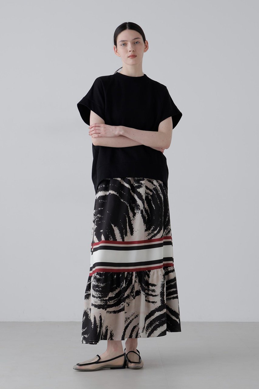 【アドーア/ADORE】のモダントライバルプリントスカート 人気、トレンドファッション・服の通販 founy(ファニー) 　ファッション　Fashion　レディースファッション　Fashion for Women　スカート　Skirts　ロングスカート　Long Skirts / Maxi & Midi Skirts　ティアード　Tiered, Tiered Style　プリント　Print, Printed Pattern　ボーダー　Border, Stripe　モダン　Modern, Contemporary　モチーフ　Motif, Design Theme　ロング　Long, Long-Length　切替　Switching, Contrast Panel　other-3|ID: prp329100004894036 ipo3291000000036893645