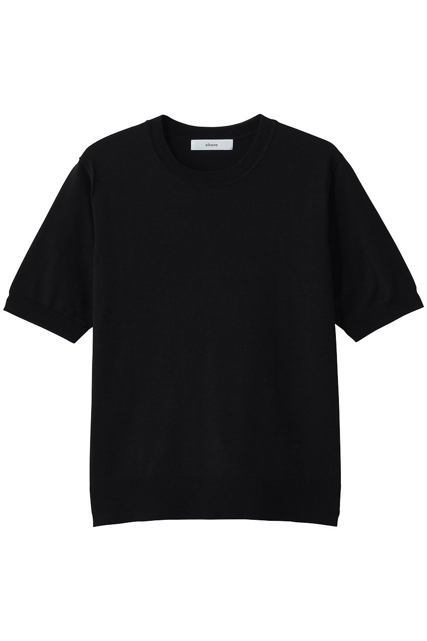 【エブール/ebure】のハイクラスコンパクトコットン 半袖ニットトップス インテリア・キッズ・メンズ・レディースファッション・服の通販 founy(ファウニー) 　ファッション　Fashion　レディースファッション　Fashion for Women　トップス・カットソー　Cut & Sew Tops　ニット　Knit Tops & Sweaters　カジュアルプルオーバー・ニットトップス　Pullovers & Knit Tops / Casual Pullovers　シンプル　Simple, Minimal　ジャケット　Jacket, Outerwear　半袖　Short Sleeve, Half Sleeve　ブラック|ID: prp329100004894099 ipo3291000000036873915