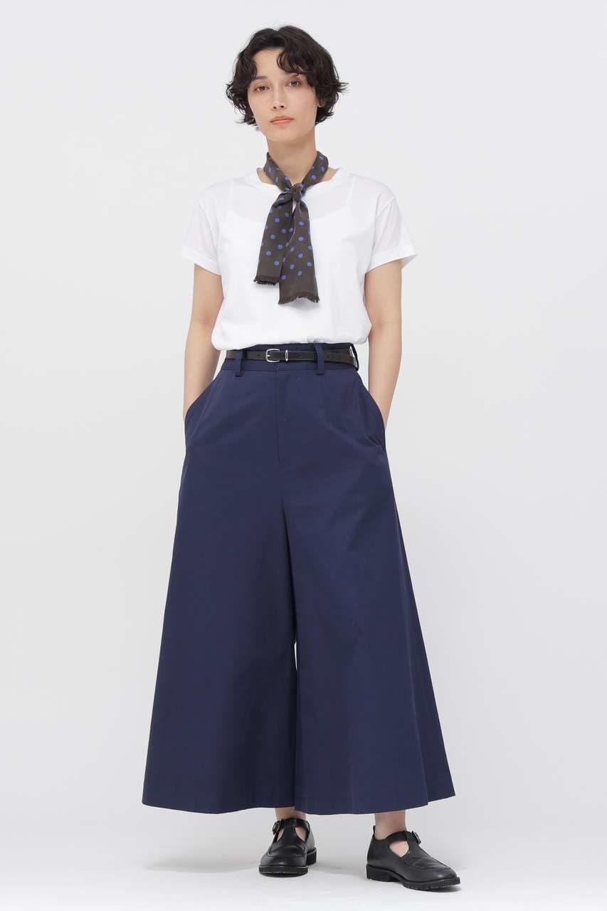 【マーガレットハウエル/MARGARET HOWELL】のSTIFF COTTON TWILL TROUSERS インテリア・キッズ・メンズ・レディースファッション・服の通販 founy(ファウニー) 　ファッション　Fashion　レディースファッション　Fashion for Women　パンツ　Pants & Trousers　キュロット　Culottes, Wide Shorts　ツイル　Twist, Twisted Detail　フラット　Flat, Flat Shoes　フレア　Flare, Flared　フロント　Front, Front Design　ポケット　Pocket, Pocket Detail　マニッシュ　Mannish, Boyish　ロング　Long, Long-Length　夏　Summer　春　Spring　S/S・春夏　SS, Spring/Summer, Warm Season　ブルー|ID: prp329100004894105 ipo3291000000037239565