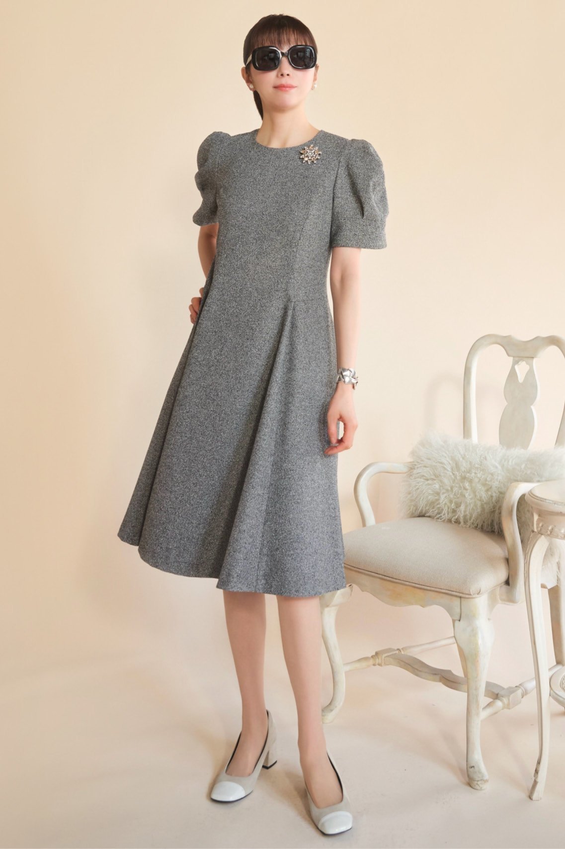【デイジーリン/DAISY LIN】のClassic Tweed “Lady Flare Dress” 大人の最旬トレンドファッション＆コーディネート founy(ファウニー) 　ファッション　Fashion　レディースファッション　Fashion for Women　ワンピース　Dresses　フォーマル・パーティードレス・結婚式用ドレス　Elegant & Casual Dresses　チュニック　Tunic Tops & Dresses　ウォッシャブル　Machine Washable　エレガント 上品　Elegant　洗える　Machine Washable　クラシカル　Classical, Vintage-Inspired　クラシック　Classic, Timeless Style　ストレッチ　Stretch, Stretchy Fabric　チュニック　Tunic, Long Top　ツイード　Twill, Twill Weave　ネップ　Nepp, Slub Yarn　フィット　Fit, Slim Fit　フレア　Flare, Flared　other-5|ID: prp329100004894123 ipo3291000000036874249