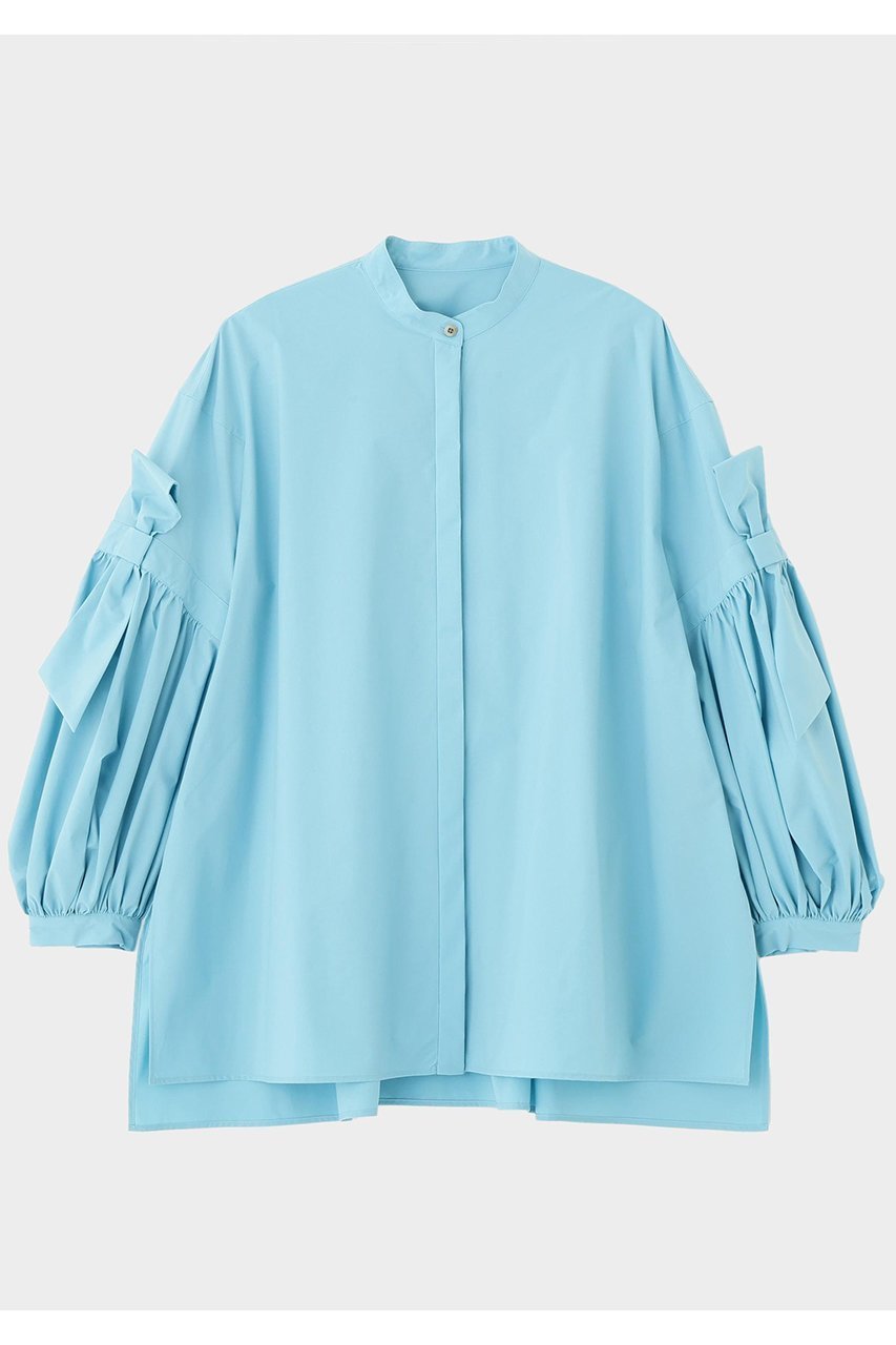 【ル フィル/LE PHIL】のSOLOTEXブロードリボンブラウス インテリア・キッズ・メンズ・レディースファッション・服の通販 founy(ファニー) 　ファッション　Fashion　レディースファッション　Fashion for Women　トップス・カットソー　Cut & Sew Tops　シャツ・ブラウス・オフィスカジュアル　Elegant Blouses & Button-Ups　クッション　Cushion, Throw Pillow　シンプル　Simple, Minimal　ストレッチ　Stretch, Stretchy Fabric　スリーブ　Sleeve, Long Sleeve / Short Sleeve　ドレープ　Drape, Draping Fabric　定番　Standard, Basic Item　バランス　Balance, Style Balance　ビッグ　Big, Oversized　フェミニン　Feminine, Girly　フォルム　Silhouette, Form　フロント　Front, Front Design　ミックス　Mix, Mixed Style　リボン　Ribbon, Bow　リラックス　Relax, Relaxed Fit　ロング　Long, Long-Length　再入荷　Restock / Back in Stock　ブルー|ID: prp329100004894221 ipo3291000000036895756