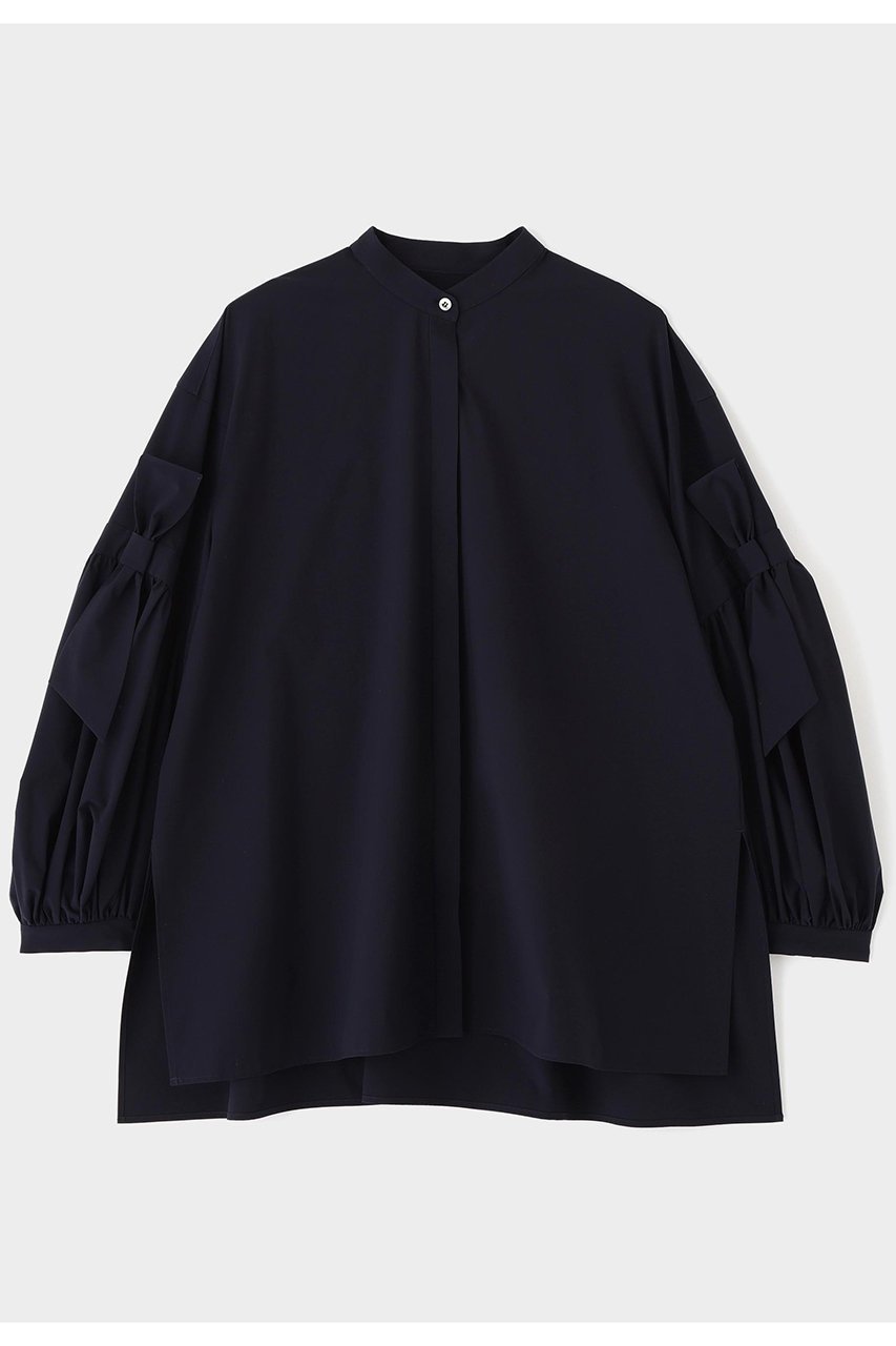 【ル フィル/LE PHIL】のSOLOTEXブロードリボンブラウス インテリア・キッズ・メンズ・レディースファッション・服の通販 founy(ファニー) 　ファッション　Fashion　レディースファッション　Fashion for Women　トップス・カットソー　Cut & Sew Tops　シャツ・ブラウス・オフィスカジュアル　Elegant Blouses & Button-Ups　クッション　Cushion, Throw Pillow　シンプル　Simple, Minimal　ストレッチ　Stretch, Stretchy Fabric　スリーブ　Sleeve, Long Sleeve / Short Sleeve　ドレープ　Drape, Draping Fabric　定番　Standard, Basic Item　バランス　Balance, Style Balance　ビッグ　Big, Oversized　フェミニン　Feminine, Girly　フォルム　Silhouette, Form　フロント　Front, Front Design　ミックス　Mix, Mixed Style　リボン　Ribbon, Bow　リラックス　Relax, Relaxed Fit　ロング　Long, Long-Length　再入荷　Restock / Back in Stock　ネイビー|ID: prp329100004894221 ipo3291000000036895757