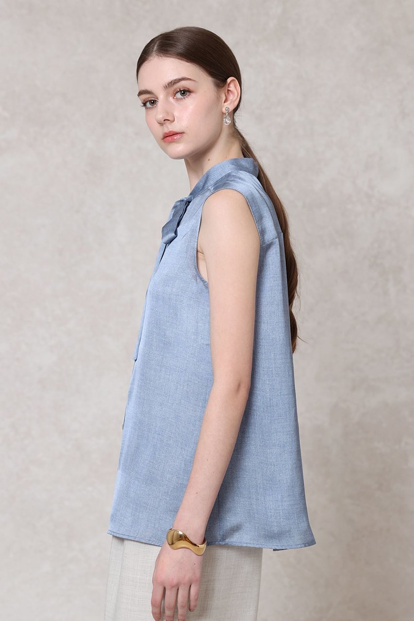 【アナイ/ANAYI】のデニムプリントボウタイブラウス 人気、トレンドファッション・服の通販 founy(ファニー) ファッション Fashion レディースファッション Fashion for Women トップス・カットソー Cut & Sew Tops キャミソール&ノースリーブ Camisoles & Sleeveless Tops シャツ・ブラウス・オフィスカジュアル Elegant Blouses & Button-Ups デニム Denim, Jeans Material ノースリーブ Sleeveless, No-Sleeve リボン Ribbon, Bow リラックス Relax, Relaxed Fit エレガント 上品 Elegant other-7|ID: prp329100004894243 ipo3291000000036585176