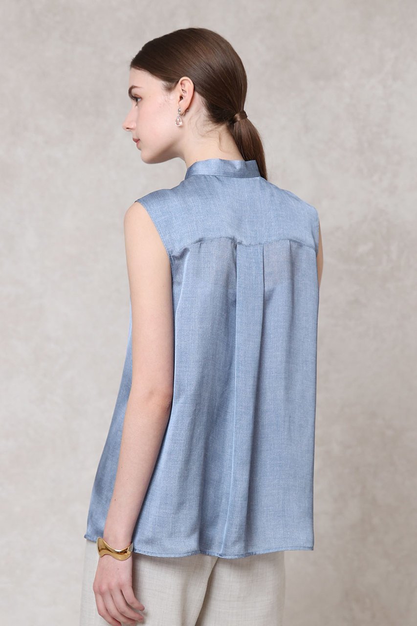 【アナイ/ANAYI】のデニムプリントボウタイブラウス 人気、トレンドファッション・服の通販 founy(ファニー) ファッション Fashion レディースファッション Fashion for Women トップス・カットソー Cut & Sew Tops キャミソール&ノースリーブ Camisoles & Sleeveless Tops シャツ・ブラウス・オフィスカジュアル Elegant Blouses & Button-Ups デニム Denim, Jeans Material ノースリーブ Sleeveless, No-Sleeve リボン Ribbon, Bow リラックス Relax, Relaxed Fit エレガント 上品 Elegant other-8|ID: prp329100004894243 ipo3291000000036585177