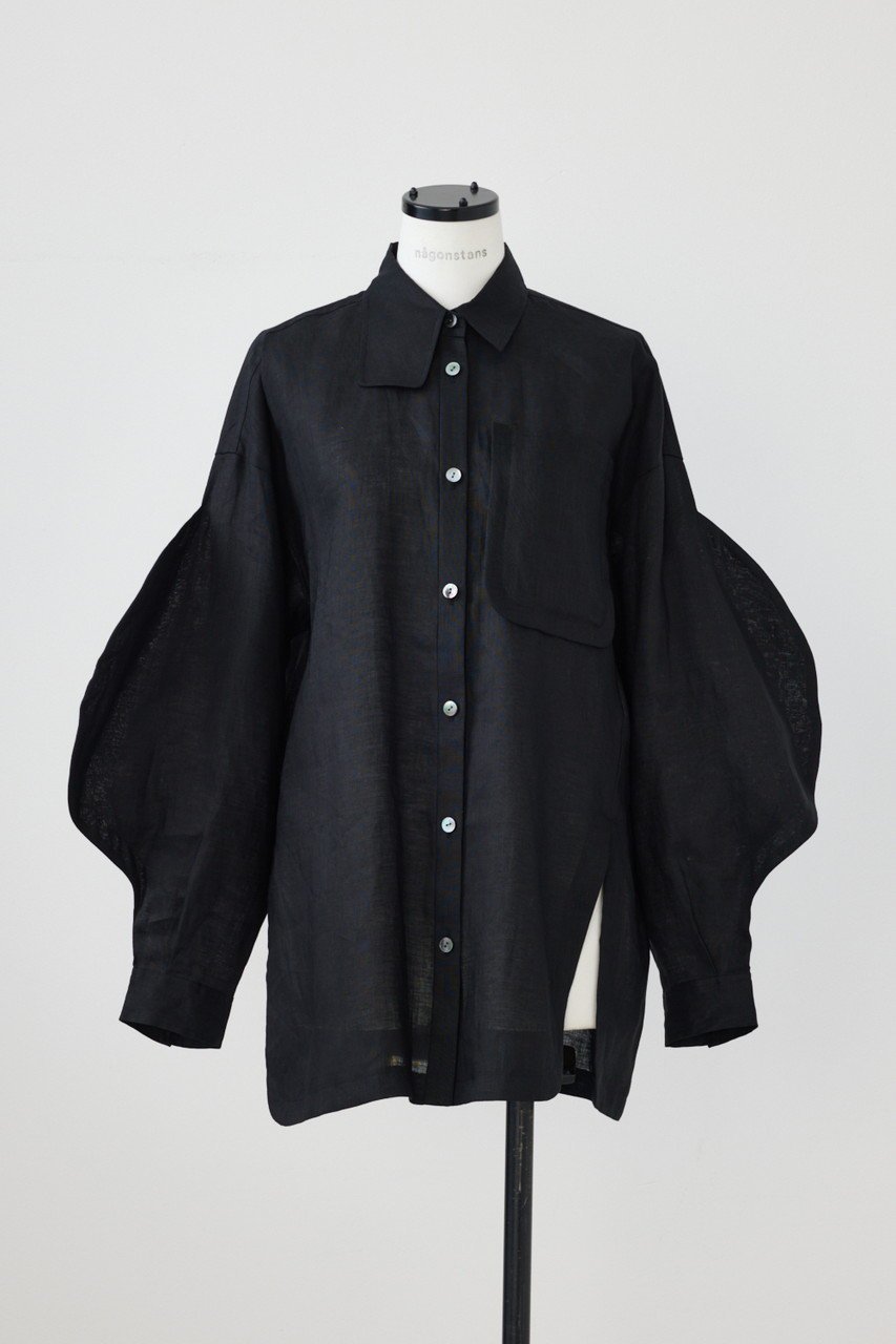 【ナゴンスタンス/nagonstans】のリネンポプリン ボリュームSleeve シャツ 人気、トレンドファッション・服の通販 founy(ファニー) 　ファッション　Fashion　レディースファッション　Fashion for Women　トップス・カットソー　Cut & Sew Tops　シャツ・ブラウス・オフィスカジュアル　Elegant Blouses & Button-Ups　アシンメトリー　Asymmetrical Style　スリーブ　Sleeve, Long Sleeve / Short Sleeve　リネン　Linen, Linen Fabric　ロング　Long, Long-Length　 other-1|ID: prp329100004894342 ipo3291000000036586033