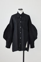 【ナゴンスタンス/nagonstans】のリネンポプリン ボリュームSleeve シャツ 人気、トレンドファッション・服の通販 founy(ファニー) ファッション Fashion レディースファッション Fashion for Women トップス・カットソー Cut & Sew Tops シャツ・ブラウス・オフィスカジュアル Elegant Blouses & Button-Ups アシンメトリー Asymmetrical Style スリーブ Sleeve, Long Sleeve / Short Sleeve リネン Linen, Linen Fabric ロング Long, Long-Length thumbnail Black|ID: prp329100004894342 ipo3291000000036586034