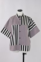 【ナゴンスタンス/nagonstans】のMix Border PKT SH/シャツ 人気、トレンドファッション・服の通販 founy(ファニー) ファッション Fashion レディースファッション Fashion for Women トップス・カットソー Cut & Sew Tops シャツ・ブラウス・オフィスカジュアル Elegant Blouses & Button-Ups クロップド Cropped, Short Length ショート Short, Short Length ストライプ Stripe, Striped Pattern スリーブ Sleeve, Long Sleeve / Short Sleeve バランス Balance, Style Balance ボーダー Border, Stripe ポケット Pocket, Pocket Detail 夏 Summer 春 Spring thumbnail Black|ID: prp329100004894352 ipo3291000000036586099
