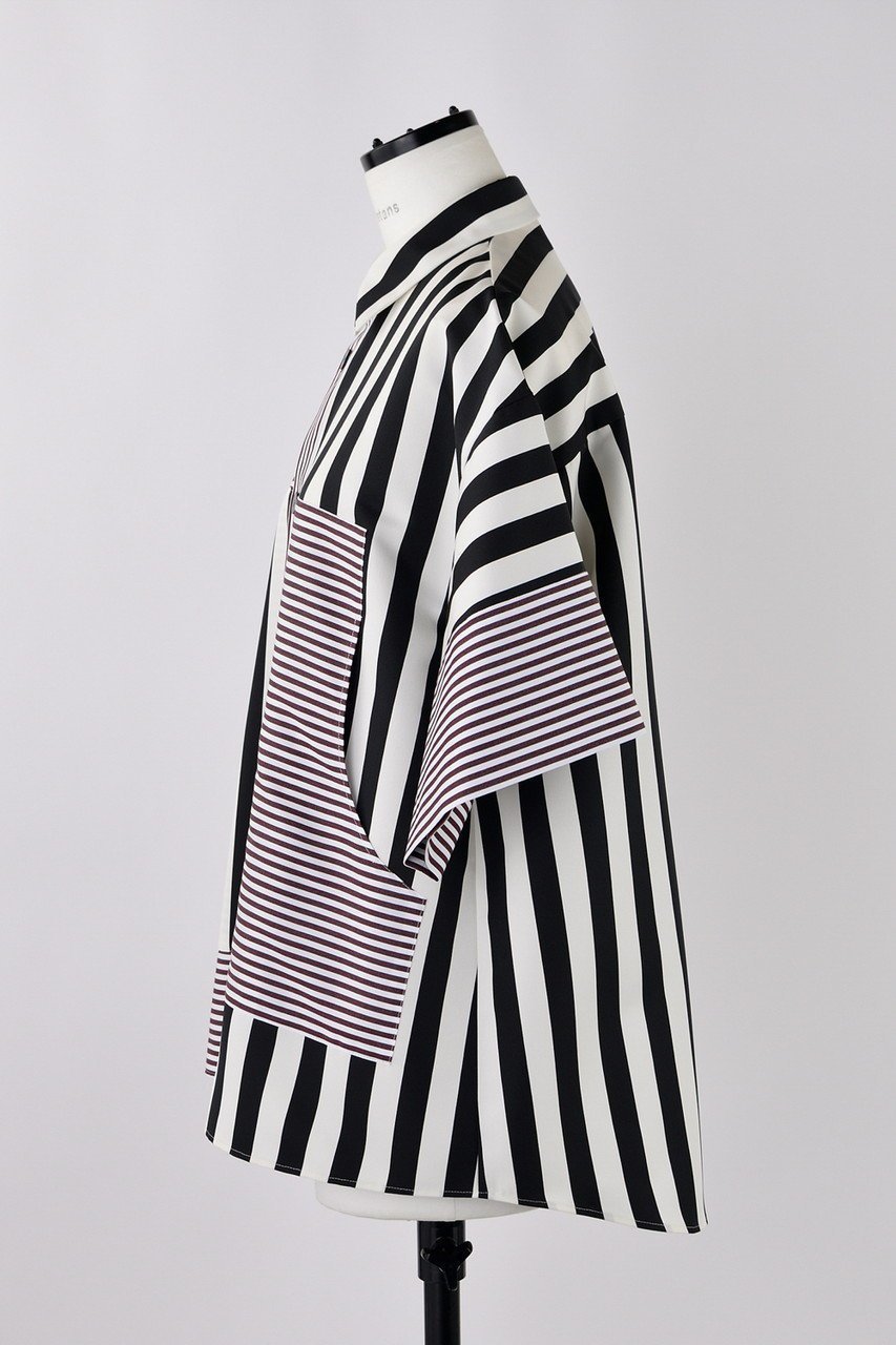 【ナゴンスタンス/nagonstans】のMix Border PKT SH/シャツ 人気、トレンドファッション・服の通販 founy(ファニー) 　ファッション　Fashion　レディースファッション　Fashion for Women　トップス・カットソー　Cut & Sew Tops　シャツ・ブラウス・オフィスカジュアル　Elegant Blouses & Button-Ups　クロップド　Cropped, Short Length　ショート　Short, Short Length　ストライプ　Stripe, Striped Pattern　スリーブ　Sleeve, Long Sleeve / Short Sleeve　バランス　Balance, Style Balance　ボーダー　Border, Stripe　ポケット　Pocket, Pocket Detail　夏　Summer　春　Spring　other-2|ID: prp329100004894352 ipo3291000000036586100