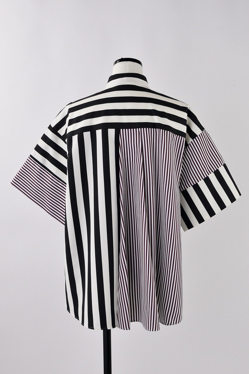 【ナゴンスタンス/nagonstans】のMix Border PKT SH/シャツ 人気、トレンドファッション・服の通販 founy(ファニー) 　ファッション　Fashion　レディースファッション　Fashion for Women　トップス・カットソー　Cut & Sew Tops　シャツ・ブラウス・オフィスカジュアル　Elegant Blouses & Button-Ups　クロップド　Cropped, Short Length　ショート　Short, Short Length　ストライプ　Stripe, Striped Pattern　スリーブ　Sleeve, Long Sleeve / Short Sleeve　バランス　Balance, Style Balance　ボーダー　Border, Stripe　ポケット　Pocket, Pocket Detail　夏　Summer　春　Spring　other-3|ID: prp329100004894352 ipo3291000000036586101