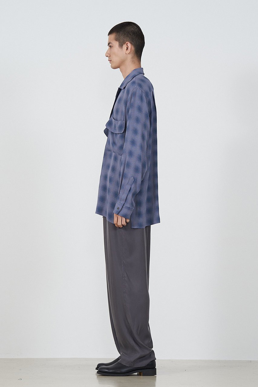 【ヨーク/YOKE】の【UNISEX】BLURRED OMBRE PLAID オープンカラーシャツ 人気、トレンドファッション・服の通販 founy(ファニー) 　ファッション　Fashion　レディースファッション　Fashion for Women　トップス・カットソー　Cut & Sew Tops　シャツ・ブラウス・オフィスカジュアル　Elegant Blouses & Button-Ups　ユニセックス　Unisex, Genderless　おすすめ　Recommended / Our Picks　ジャカード／ジャガード　Jacquard, Woven Pattern　スリット　Slit, Slit Detail　スリーブ　Sleeve, Long Sleeve / Short Sleeve　フラップ　Flap, Flap Pocket　ポケット　Pocket, Pocket Detail　ロング　Long, Long-Length　定番　Standard, Basic Item　other-8|ID: prp329100004894366 ipo3291000000036586209