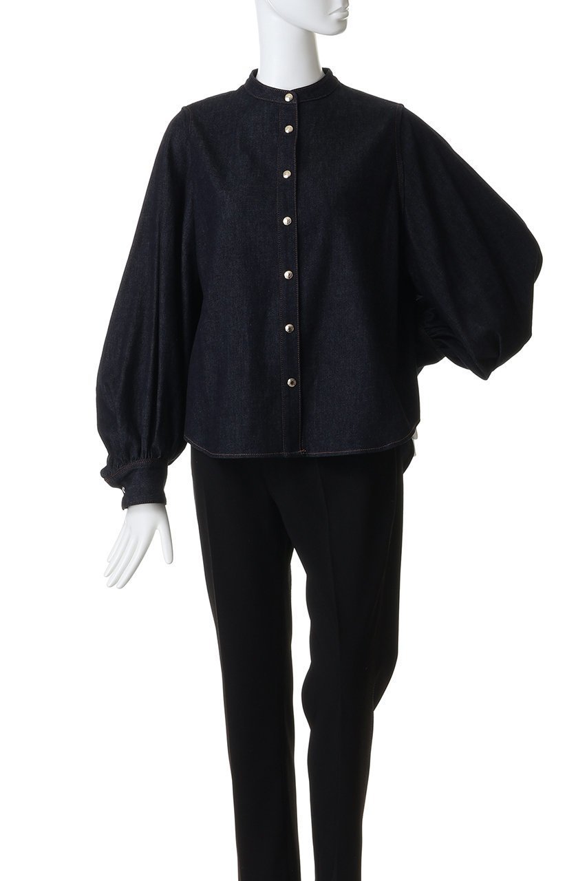 【マッキントッシュ/MACKINTOSH】のTHORNHILL ボリュームスリーブノーカラーデニムシャツ 人気、トレンドファッション・服の通販 founy(ファニー) 　ファッション　Fashion　レディースファッション　Fashion for Women　トップス・カットソー　Cut & Sew Tops　シャツ・ブラウス・オフィスカジュアル　Elegant Blouses & Button-Ups　ボリューム袖・フリルスリーブブラウス　Voluminous & Ruffle Sleeves / Puffy Sleeve Tops　スリーブ　Sleeve, Long Sleeve / Short Sleeve　フロント　Front, Front Design　メタリック　Metallic, Shiny Finish　モダン　Modern, Contemporary　ロング　Long, Long-Length　other-2|ID: prp329100004894430 ipo3291000000036586859