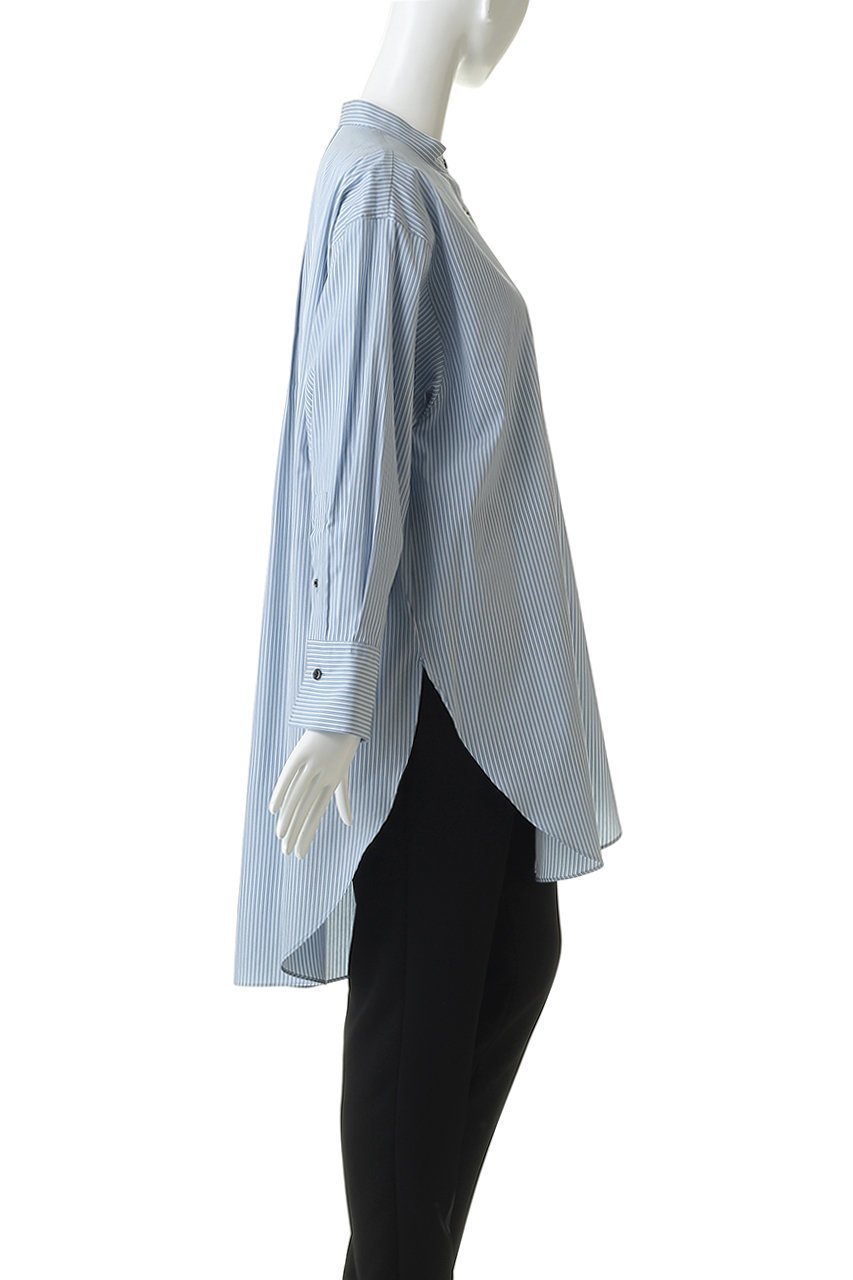 【プレインピープル/PLAIN PEOPLE】のハイカウントストライプバンドカラーシャツ 人気、トレンドファッション・服の通販 founy(ファニー) 　ファッション　Fashion　レディースファッション　Fashion for Women　トップス・カットソー　Cut & Sew Tops　シャツ・ブラウス・オフィスカジュアル　Elegant Blouses & Button-Ups　スリット　Slit, Slit Detail　スリーブ　Sleeve, Long Sleeve / Short Sleeve　チュニック　Tunic, Long Top　ロング　Long, Long-Length　エレガント 上品　Elegant　other-3|ID: prp329100004894467 ipo3291000000036587443