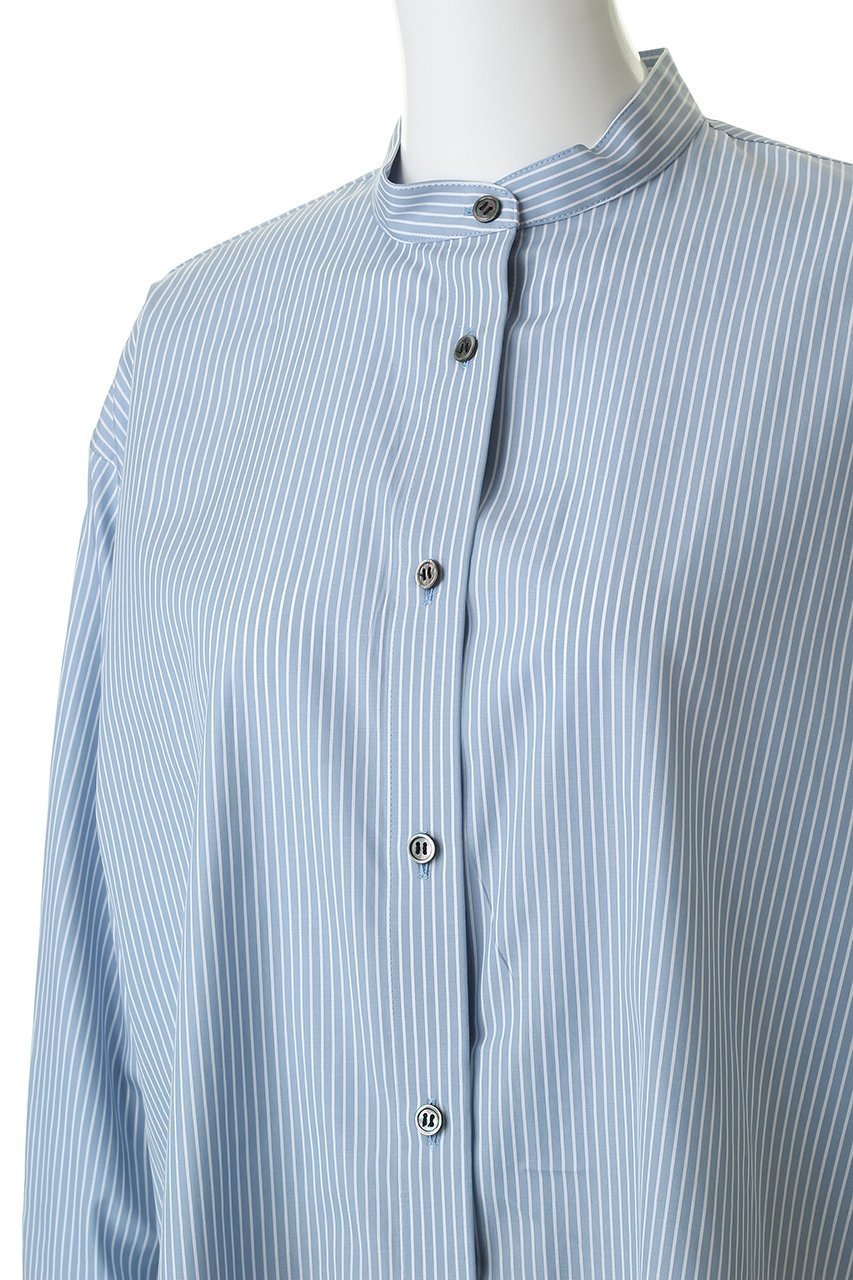 【プレインピープル/PLAIN PEOPLE】のハイカウントストライプバンドカラーシャツ 人気、トレンドファッション・服の通販 founy(ファニー) 　ファッション　Fashion　レディースファッション　Fashion for Women　トップス・カットソー　Cut & Sew Tops　シャツ・ブラウス・オフィスカジュアル　Elegant Blouses & Button-Ups　スリット　Slit, Slit Detail　スリーブ　Sleeve, Long Sleeve / Short Sleeve　チュニック　Tunic, Long Top　ロング　Long, Long-Length　エレガント 上品　Elegant　other-5|ID: prp329100004894467 ipo3291000000036587445