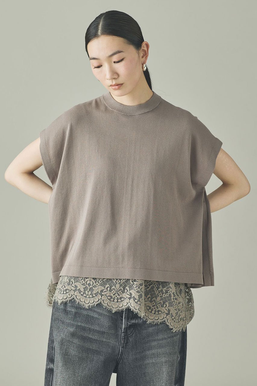 【カレンソロジー/Curensology】のレイヤードレースニットプルオーバー インテリア・キッズ・メンズ・レディースファッション・服の通販 founy(ファウニー) ファッション Fashion レディースファッション Fashion for Women トップス・カットソー Cut & Sew Tops ニット Knit Tops & Sweaters カジュアルプルオーバー・ニットトップス Pullovers & Knit Tops / Casual Pullovers インナー Innerwear キャミソール Camisole, Spaghetti Strap Top サテン Satin, Glossy Fabric サマー Summer, Summer Style スリーブ Sleeve, Long Sleeve / Short Sleeve フレンチ French, French Style レース Lace, Lace Fabric ワイド Wide, Wide Fit 再入荷 Restock / Back in Stock 夏 Summer グレー|ID: prp329100004894521 ipo3291000000036879196