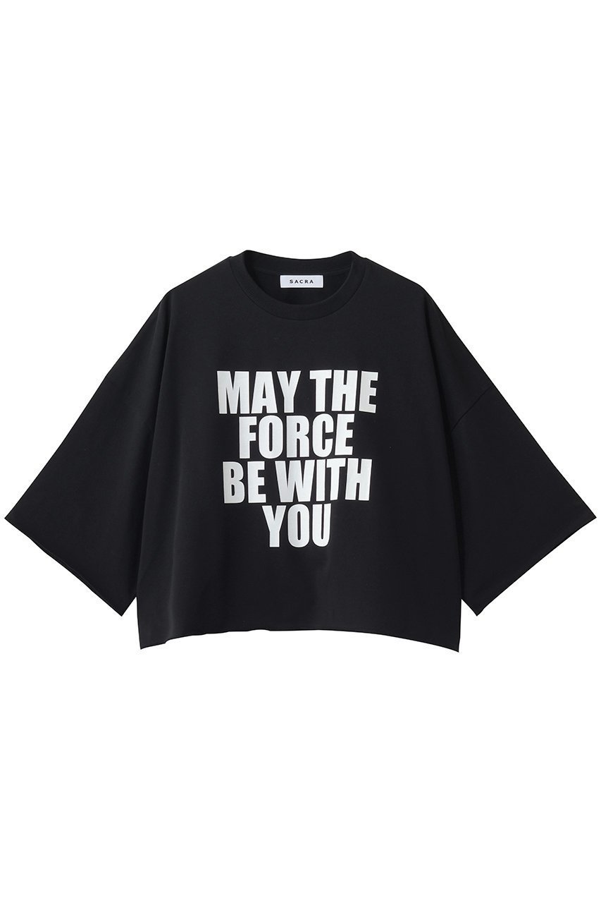 【サクラ/SACRA】のコットンフリースプリントトップス インテリア・キッズ・メンズ・レディースファッション・服の通販 founy(ファニー) 　ファッション　Fashion　レディースファッション　Fashion for Women　トップス・カットソー　Cut & Sew Tops　シャツ・ブラウス・オフィスカジュアル　Elegant Blouses & Button-Ups　ロングTシャツ・Tシャツ　Longline T-Shirts & Tees　カットソー・ベーシックTシャツ　Cut-and-Sewn Tops / Stretch Tees & Basics　クロップド　Cropped, Short Length　サマー　Summer, Summer Style　スリーブ　Sleeve, Long Sleeve / Short Sleeve　デニム　Denim, Jeans Material　ハーフ　Half, Half-Length　バランス　Balance, Style Balance　フェミニン　Feminine, Girly　ロング　Long, Long-Length　エレガント 上品　Elegant　新作・新入荷　New Arrivals / New In　ブラック|ID: prp329100004894590 ipo3291000000036588552