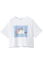 【ミュベール/MUVEIL】のキャットプリント刺しゅうTシャツ ホワイト|ID:prp329100004894592