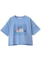 【ミュベール/MUVEIL】のキャットプリント刺しゅうTシャツ サックス|ID:prp329100004894592