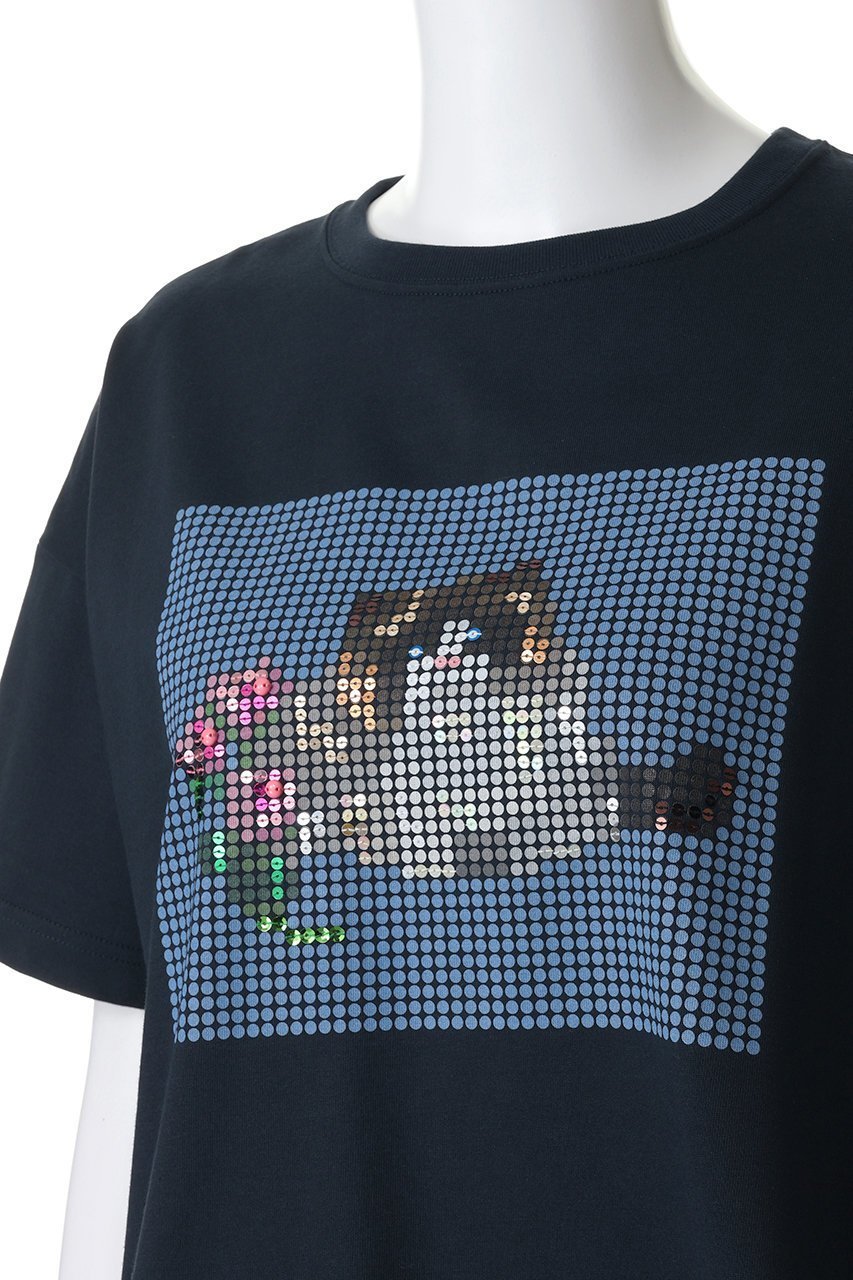 【ミュベール/MUVEIL】のキャットプリント刺しゅうTシャツ 人気、トレンドファッション・服の通販 founy(ファニー) 　ファッション　Fashion　レディースファッション　Fashion for Women　トップス・カットソー　Cut & Sew Tops　シャツ・ブラウス・オフィスカジュアル　Elegant Blouses & Button-Ups　ロングTシャツ・Tシャツ　Longline T-Shirts & Tees　カットソー・ベーシックTシャツ　Cut-and-Sewn Tops / Stretch Tees & Basics　グラフィック　Graphic, Graphic Design　ショート　Short, Short Length　スパンコール　Sequins, Sequin Embellishment　スリーブ　Sleeve, Long Sleeve / Short Sleeve　ドット　Polka Dot, Dot Pattern　バランス　Balance, Style Balance　プリント　Print, Printed Pattern　新作・新入荷　New Arrivals / New In　other-5|ID: prp329100004894592 ipo3291000000036588577