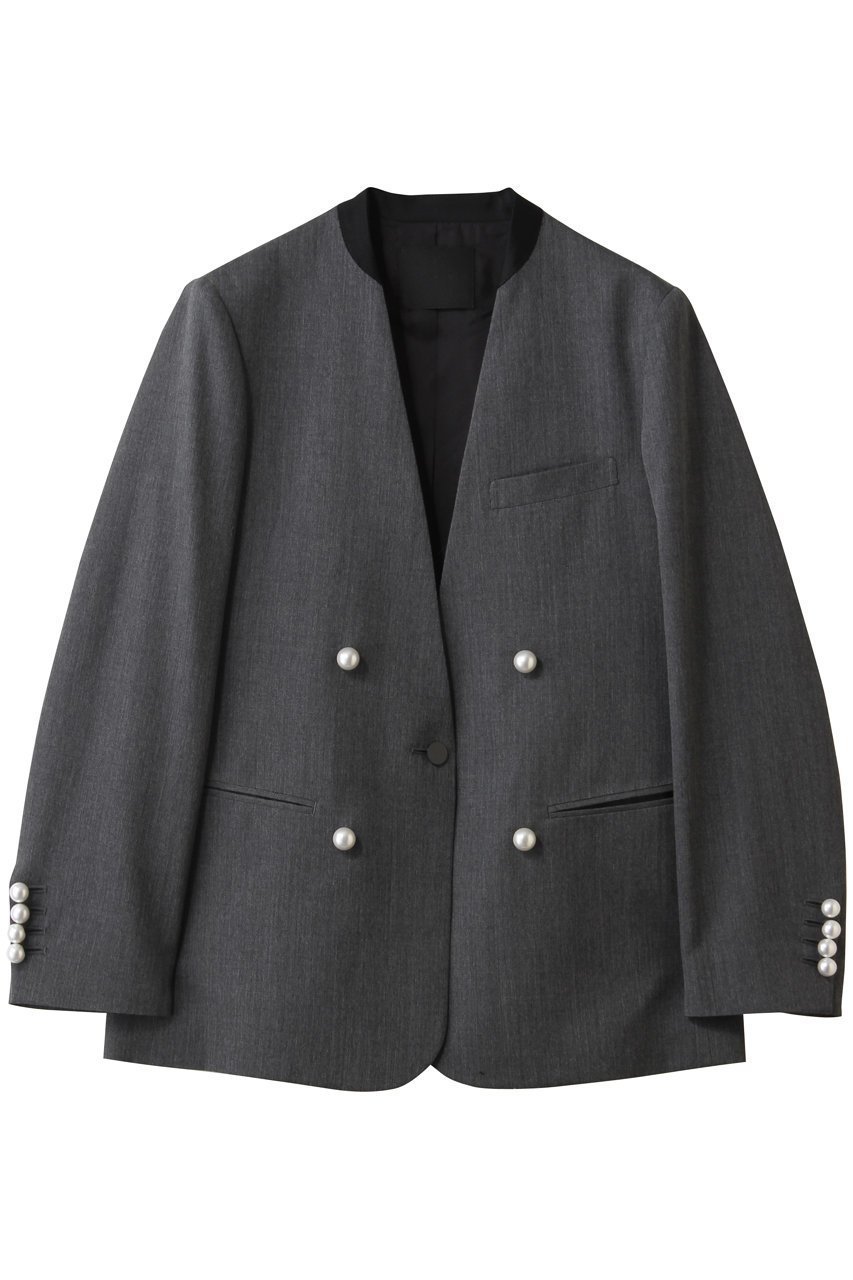 【チノ/CINOH】の【BLACK FORMAL】GRAY ノーカラー ジャケット インテリア・キッズ・メンズ・レディースファッション・服の通販 founy(ファウニー) 　ファッション　Fashion　レディースファッション　Fashion for Women　アウター　Coat / Outerwear Collection　レディースジャケット・軽アウター　Jackets　ノーカラージャケット / シンプル上品コーデ　Collarless Jackets　ジャケット　Jacket, Outerwear　パール　Pearl, Pearl Accent　フォーマル　Formal, Dressy　マニッシュ　Mannish, Boyish　エレガント 上品　Elegant　グレー/パール|ID: prp329100004894613 ipo3291000000036588820