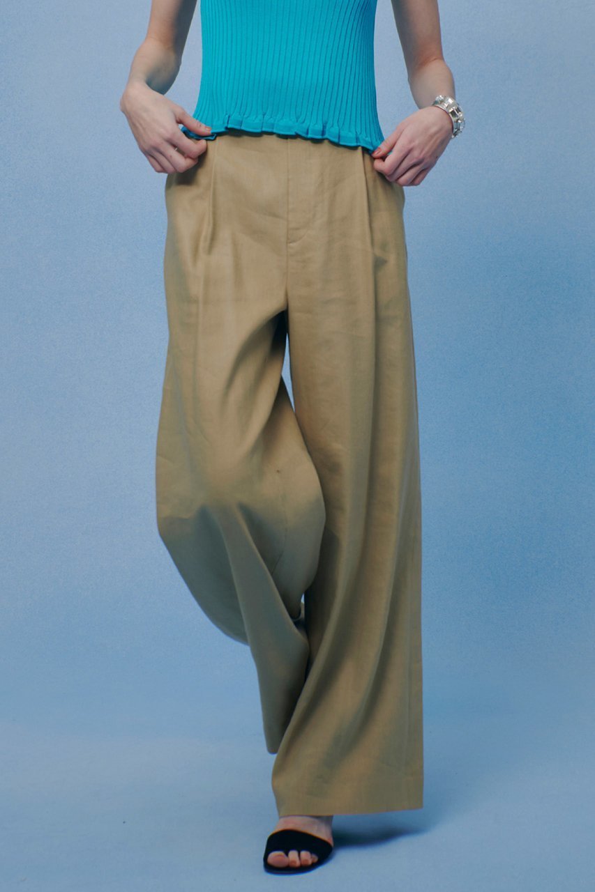 【アルアバイル/allureville】の【LOULOU WILLOUGHBY】NALYA リネンストレッチワイドパンツ インテリア・キッズ・メンズ・レディースファッション・服の通販 founy(ファニー) 　ファッション　Fashion　レディースファッション　Fashion for Women　パンツ　Pants & Trousers　おすすめ　Recommended / Our Picks　シンプル　Simple, Minimal　セットアップ　Set-Up, Coordinated Outfit　トレンド　Trend, Trending Now　ファブリック　Fabric, Textile　プリント　Print, Printed Pattern　再入荷　Restock / Back in Stock　夏　Summer　ベージュ|ID: prp329100004894622 ipo3291000000036588891