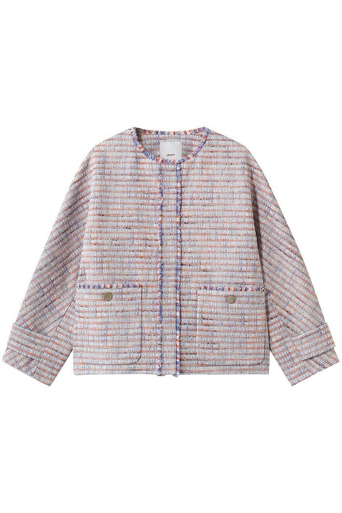 【エブール/ebure】のブルーネオンツイード ノーカラージャケット インテリア・キッズ・メンズ・レディースファッション・服の通販 founy(ファニー) https://founy.com/ ファッション Fashion レディースファッション Fashion for Women アウター Coat / Outerwear Collection レディースジャケット・軽アウター Jackets ノーカラージャケット / シンプル上品コーデ Collarless Jackets おすすめ Recommended / Our Picks オレンジ Orange クラシック Classic, Timeless Style ジャケット Jacket, Outerwear ツイード Twill, Twill Weave デニム Denim, Jeans Material ネオン Neon, Neon Color パッチ Patch, Appliqué ポケット Pocket, Pocket Detail モダン Modern, Contemporary 春 Spring |ID: prp329100004894645 ipo3291000000036589077