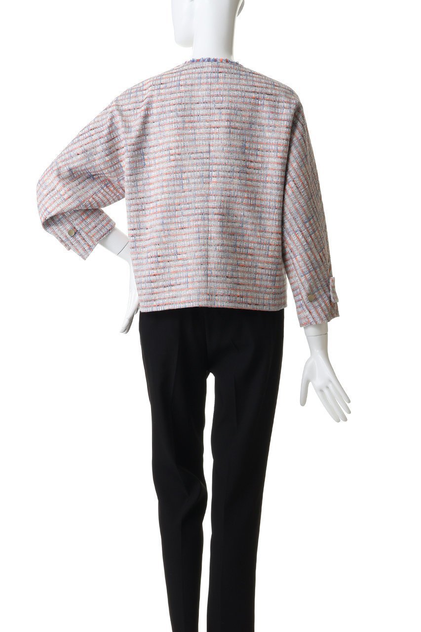 【エブール/ebure】のブルーネオンツイード ノーカラージャケット 人気、トレンドファッション・服の通販 founy(ファニー) 　ファッション　Fashion　レディースファッション　Fashion for Women　アウター　Coat / Outerwear Collection　レディースジャケット・軽アウター　Jackets　ノーカラージャケット / シンプル上品コーデ　Collarless Jackets　おすすめ　Recommended / Our Picks　オレンジ　Orange　クラシック　Classic, Timeless Style　ジャケット　Jacket, Outerwear　ツイード　Twill, Twill Weave　デニム　Denim, Jeans Material　ネオン　Neon, Neon Color　パッチ　Patch, Appliqué　ポケット　Pocket, Pocket Detail　モダン　Modern, Contemporary　春　Spring　other-4|ID: prp329100004894645 ipo3291000000036589081