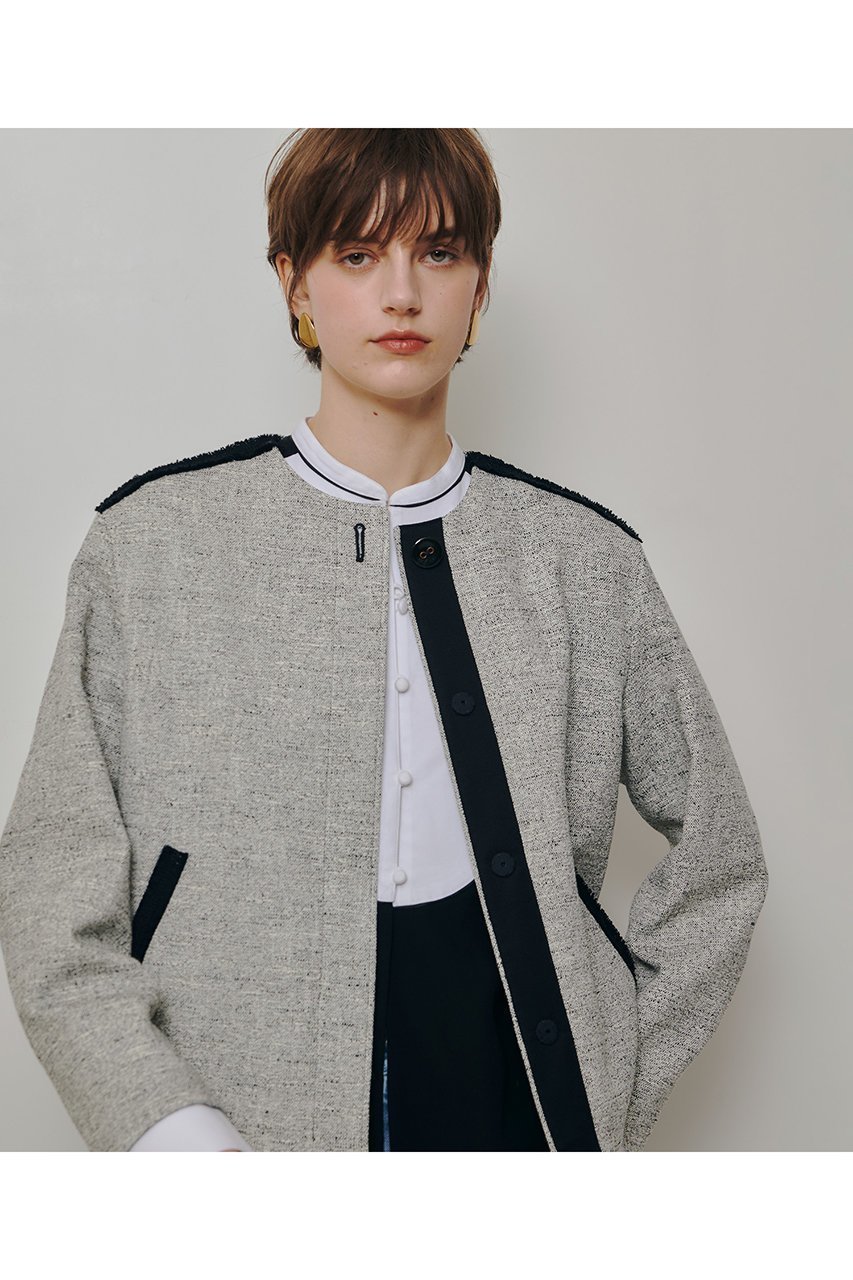 【アルアバイル/allureville】のミックスツイードノーカラージャケット 大人の最旬トレンドファッション＆コーディネート founy(ファウニー) 　ファッション　Fashion　レディースファッション　Fashion for Women　アウター　Coat / Outerwear Collection　レディースジャケット・軽アウター　Jackets　ノーカラージャケット / シンプル上品コーデ　Collarless Jackets　ジャケット　Jacket, Outerwear　ツイード　Twill, Twill Weave　フリンジ　Fringe, Tassel　ポケット　Pocket, Pocket Detail　エレガント 上品　Elegant　再入荷　Restock / Back in Stock　無地　Plain, Solid Color　other-8|ID: prp329100004894667 ipo3291000000036589370