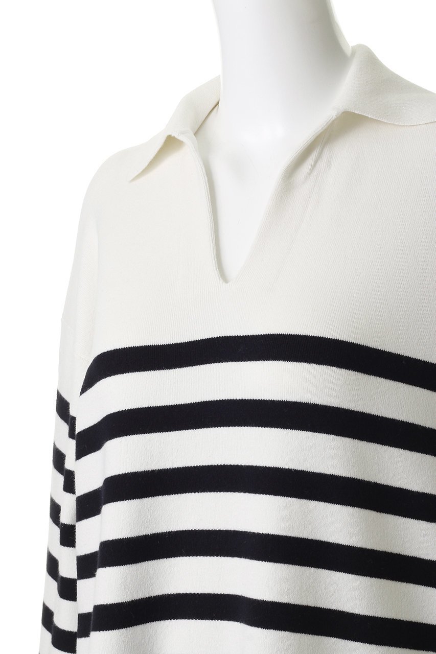 【アンクレイヴ/uncrave】のスウェットライクニット スキッパートップス 人気、トレンドファッション・服の通販 founy(ファニー) ファッション Fashion レディースファッション Fashion for Women トップス・カットソー Cut & Sew Tops ニット Knit Tops & Sweaters シャツ・ブラウス・オフィスカジュアル Elegant Blouses & Button-Ups レディースパーカー・カジュアルフーディー Casual Hoodies & Sweatshirts ロングTシャツ・Tシャツ Longline T-Shirts & Tees スウェット・クルーネックトップス Sweatshirts & Crewnecks / Relaxed Fit Sweat Tops カットソー・ベーシックTシャツ Cut-and-Sewn Tops / Stretch Tees & Basics スキッパー Skipper, Open Collar スリーブ Sleeve, Long Sleeve / Short Sleeve バランス Balance, Style Balance パターン Pattern, Design Print ボーダー Border, Stripe ミドル Middle Length, Mid Height ロング Long, Long-Length 無地 Plain, Solid Color other-5|ID: prp329100004894670 ipo3291000000036589408