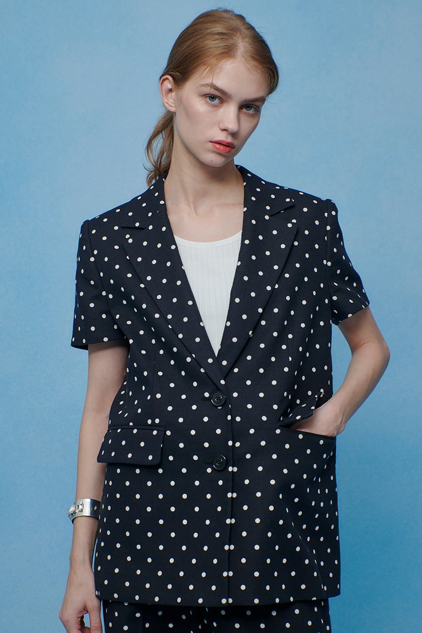 【アルアバイル/allureville】の【LOULOU WILLOUGHBY】リネン混ドットハーフスリーブジャケット インテリア・キッズ・メンズ・レディースファッション・服の通販 founy(ファウニー) 　ファッション　Fashion　レディースファッション　Fashion for Women　アウター　Coat / Outerwear Collection　レディースジャケット・軽アウター　Jackets　サマー　Summer, Summer Style　シンプル　Simple, Minimal　ジャケット　Jacket, Outerwear　ジョーゼット　Georgette, Semi-Sheer Fabric　ドット　Polka Dot, Dot Pattern　プリント　Print, Printed Pattern　リネン　Linen, Linen Fabric　再入荷　Restock / Back in Stock　吸水　Absorbent, Quick-Dry　夏　Summer　ブラック系|ID: prp329100004894674 ipo3291000000036589440