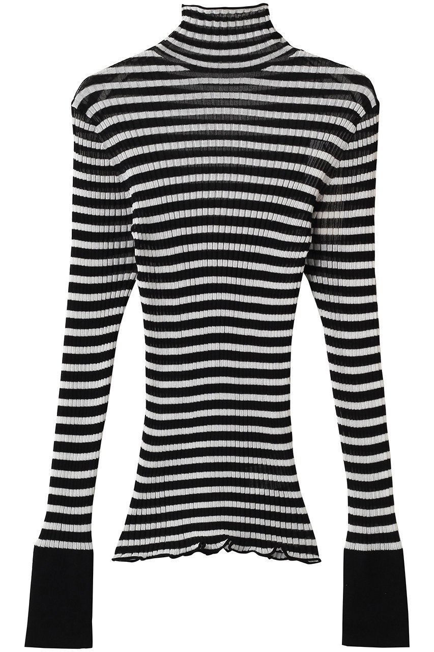 【デザイン ワークス/DESIGN WORKS】のリブハイネックニット インテリア・キッズ・メンズ・レディースファッション・服の通販 founy(ファウニー) ファッション Fashion レディースファッション Fashion for Women トップス・カットソー Cut & Sew Tops ニット Knit Tops & Sweaters カジュアルプルオーバー・ニットトップス Pullovers & Knit Tops / Casual Pullovers インナー Innerwear カーディガン Cardigan, Knitwear シアー Sheer, See-Through ブラック×ホワイト|ID: prp329100004894696 ipo3291000000036896385