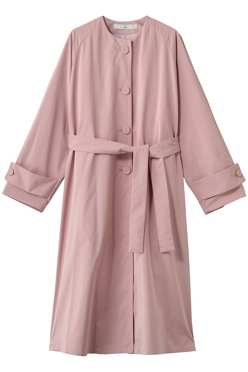 【ティアラ/Tiara】のノーカラーコート インテリア・キッズ・メンズ・レディースファッション・服の通販 founy(ファウニー) 　ファッション　Fashion　レディースファッション　Fashion for Women　アウター　Coat / Outerwear Collection　コート・ロングコート・ピーコート　Long Coats, Peacoats & More　ビジネス 仕事 通勤　Business / Work / Commuting　ロング　Long, Long-Length　エレガント 上品　Elegant　ピンク|ID: prp329100004894755 ipo3291000000036590184